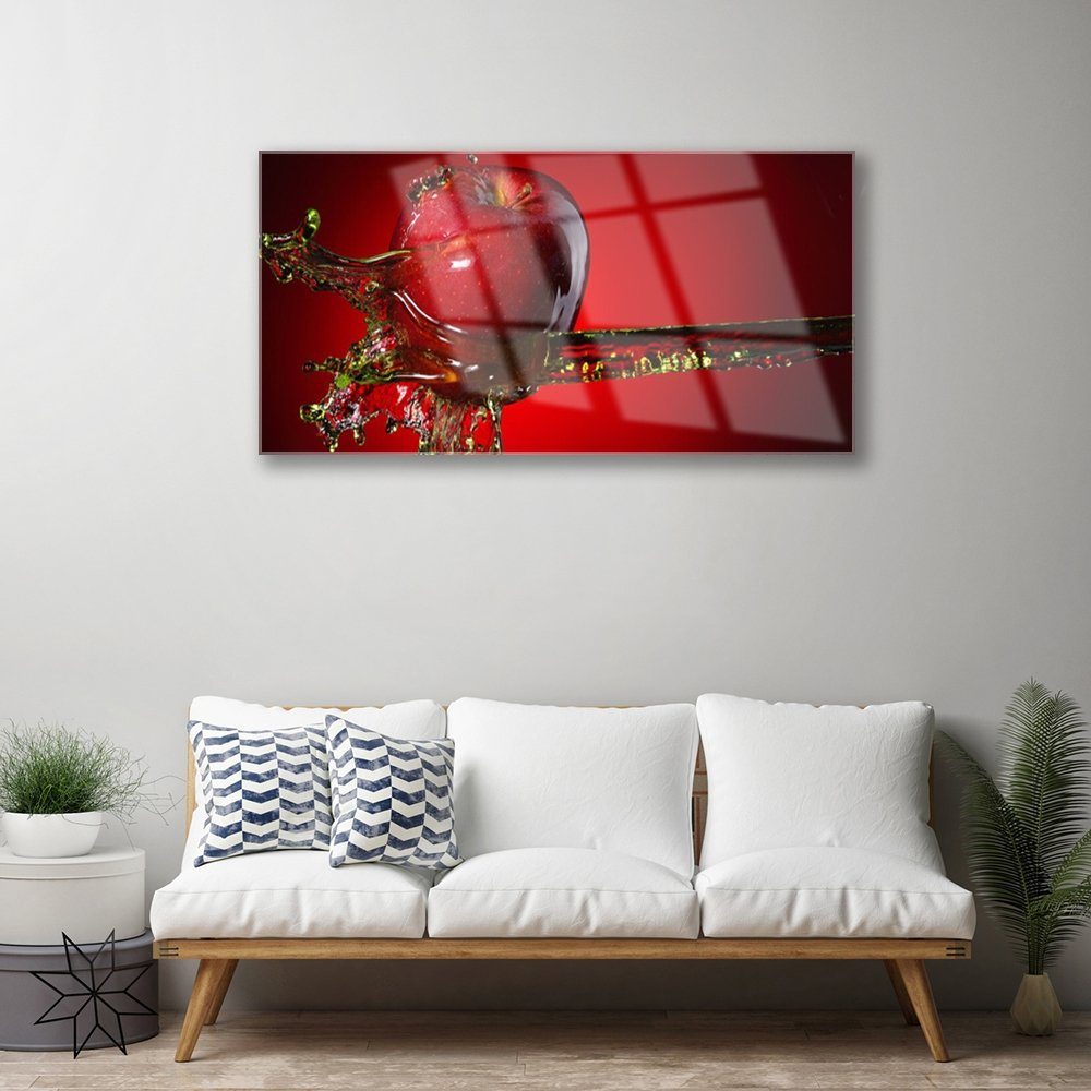 Tulup Glasbild Glasbilder Wanddekoration Bilder Fotobilder Dekoration 100 cm x 50 cm, Apfel-Wasser-Küche, Malerei auf gehärtetem Glas