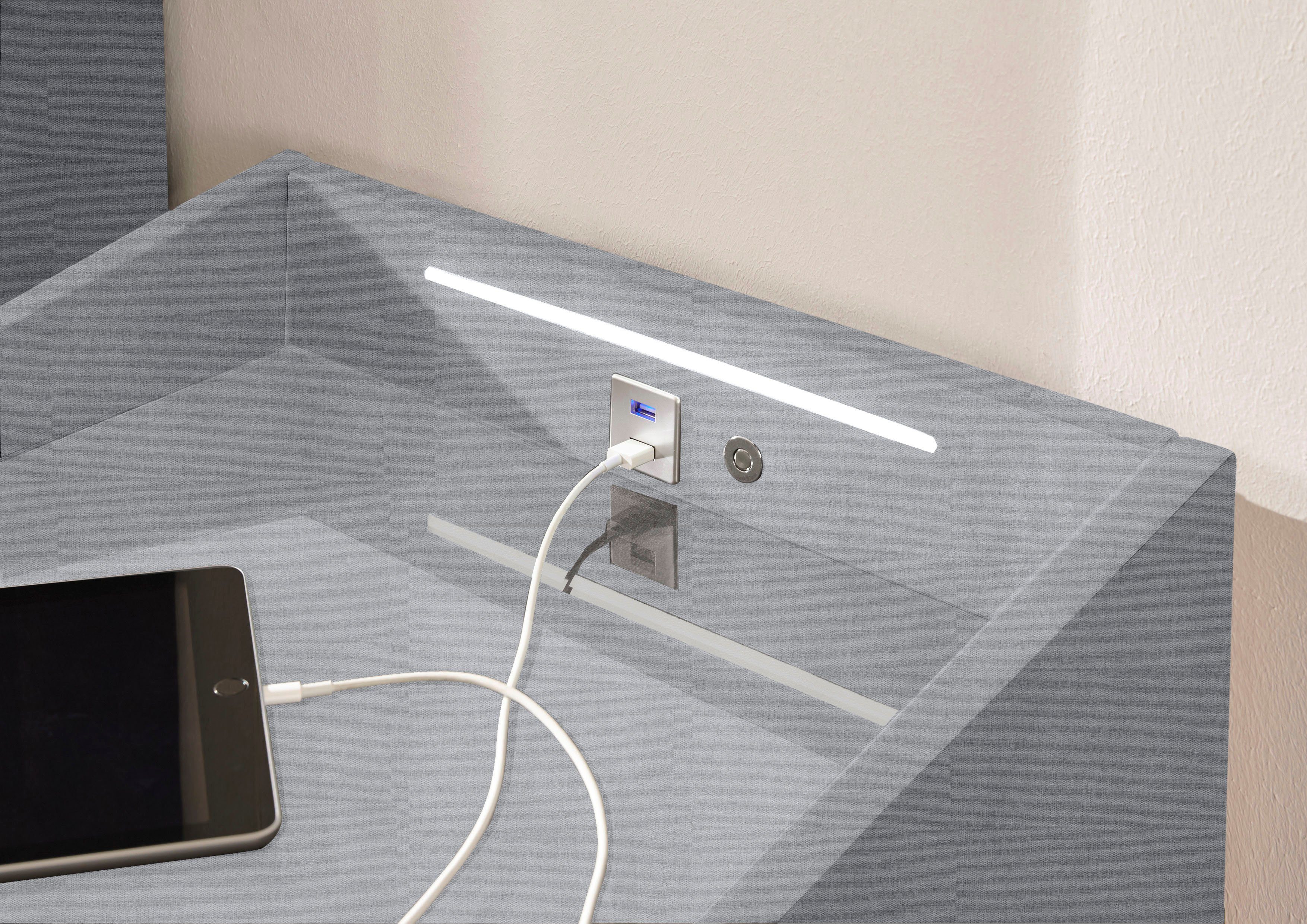 USB-C-Anschluss Nachtkonsole USB-Anschluss & und mit DESIGN Moon, LED-Beleuchtung EXCITING ED