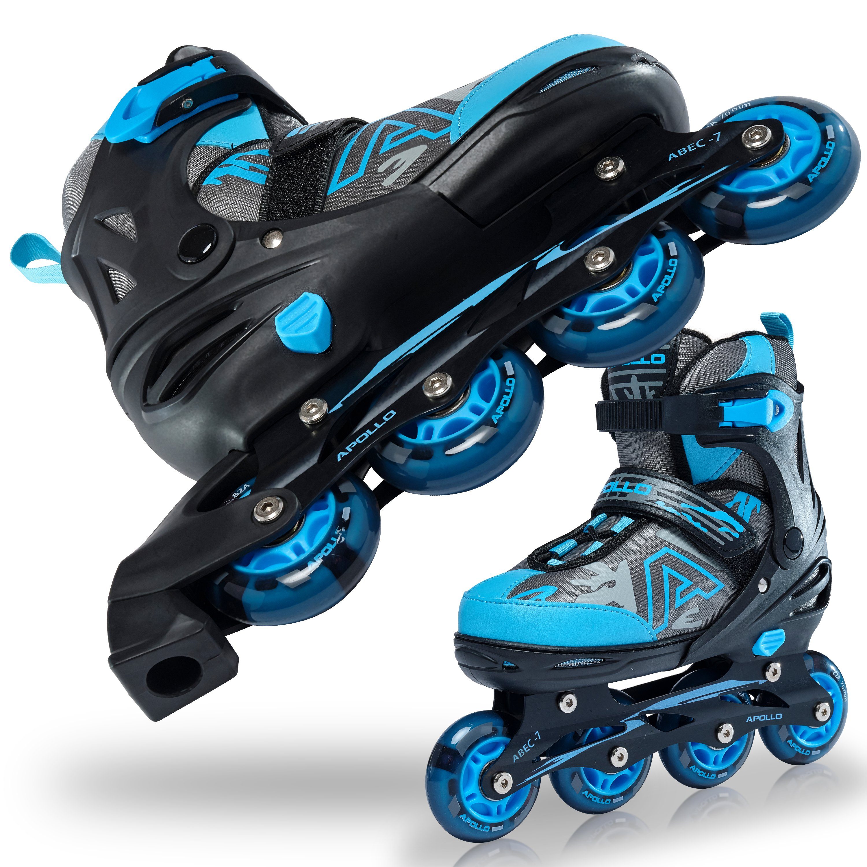 Apollo Inlineskates Champion Verstellbare Inlineskates für Kinder und Erwachsene, Größe 31-42, mit LED Rollen