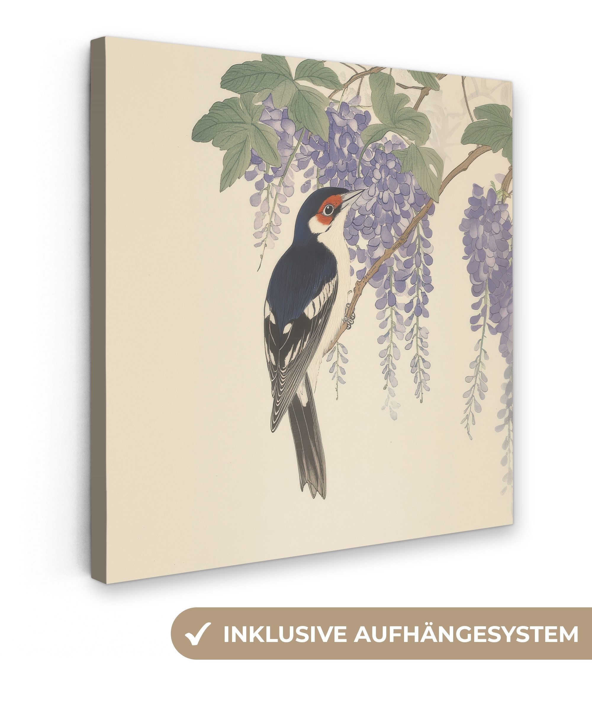 OneMillionCanvasses® Leinwandbild Specht - Blumen - günstig online kaufen