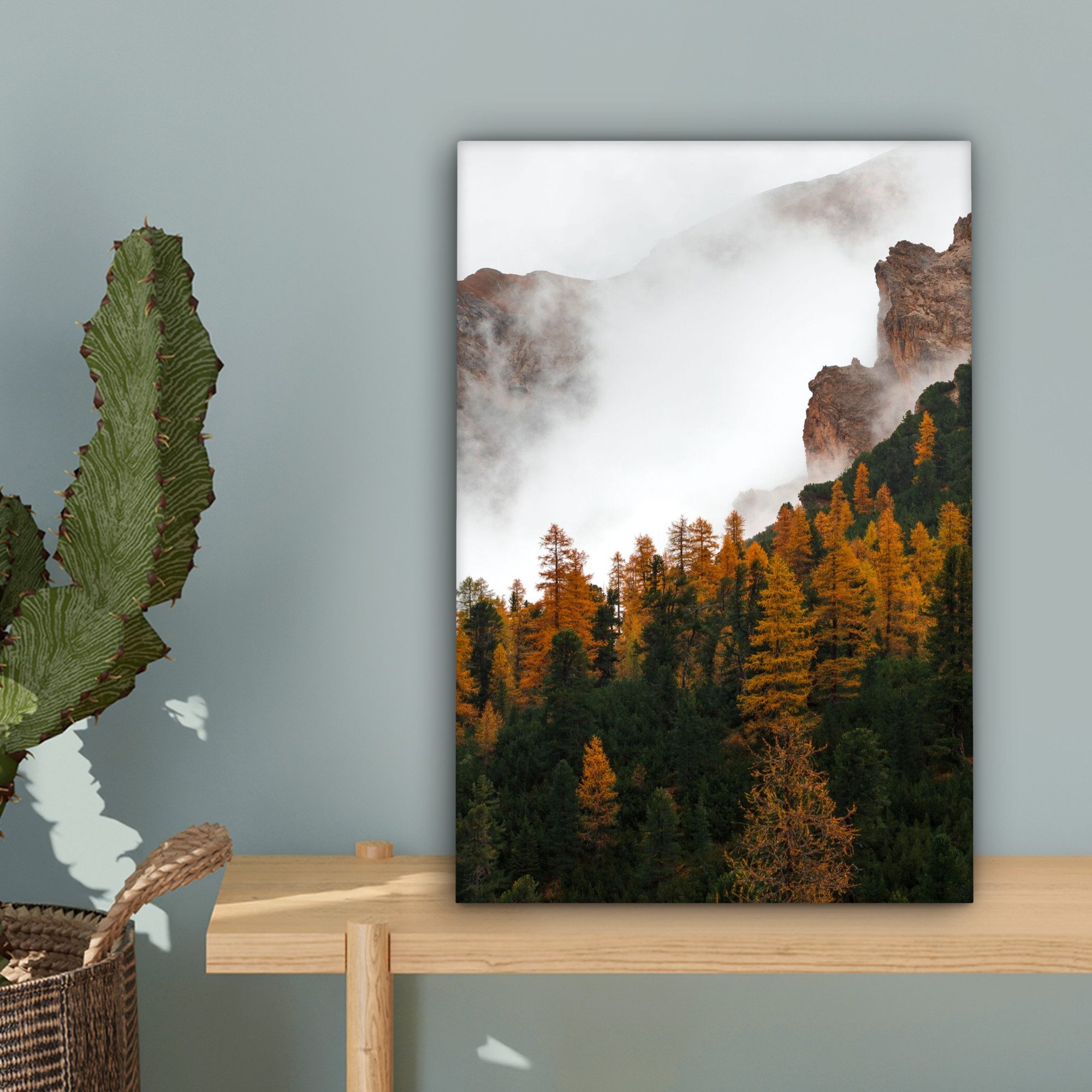 OneMillionCanvasses® Leinwandbild Kiefer - Herbst - Berg - Landschaft, Fotodruck (1 St), Leinwand Canvas Wandbild, Wanddekoration 20x30 cm – Bild 3 von 5