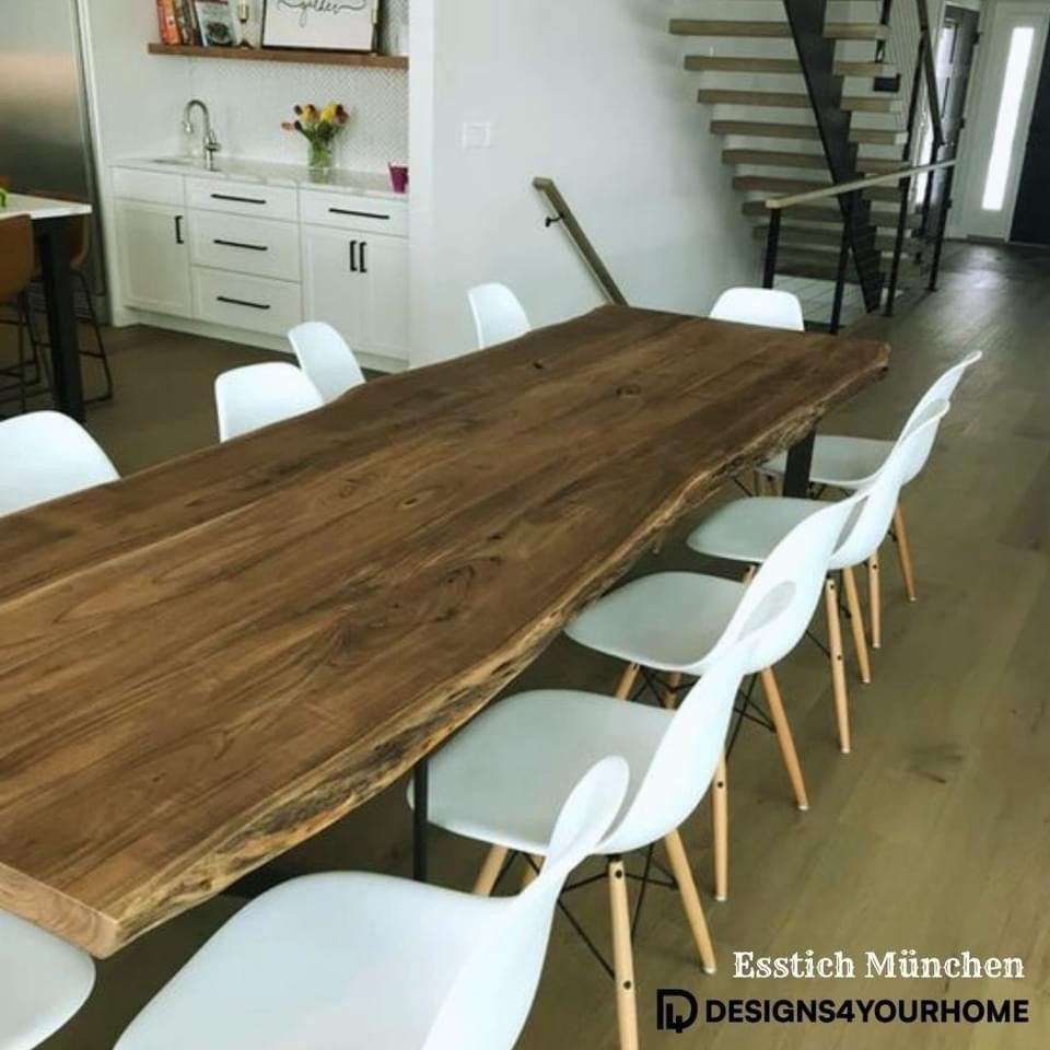 designs4yourhome Esstisch München aus Massivholz eleganter Tischplatte ideal für Esszimmer (Massivholz, in verschiedenen Größen), Holzplatte bis 60mm