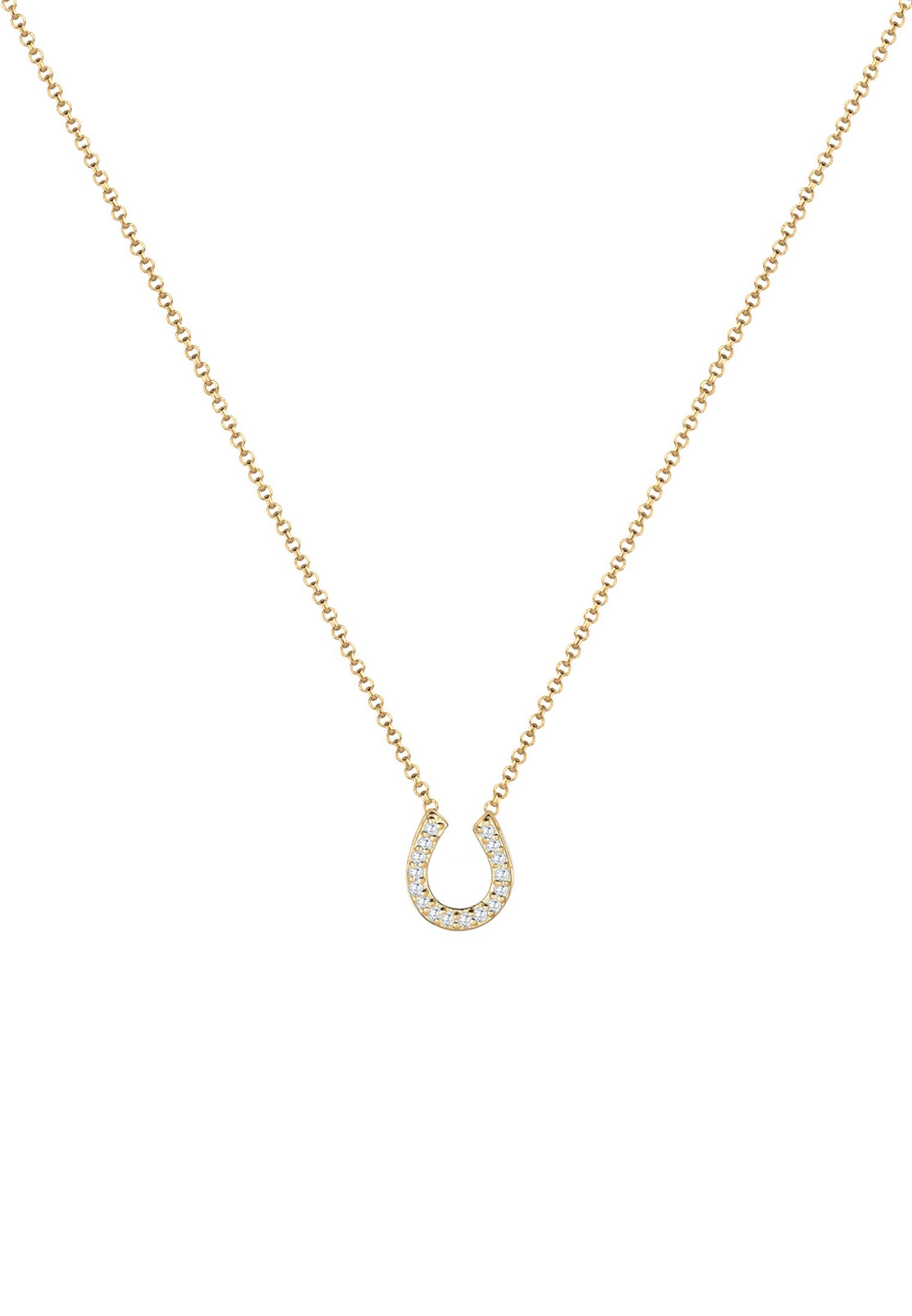 Elli Kette mit Anhänger Hufeisen Glück Zirkonia 925 Sterling Silber, Hufeis günstig online kaufen