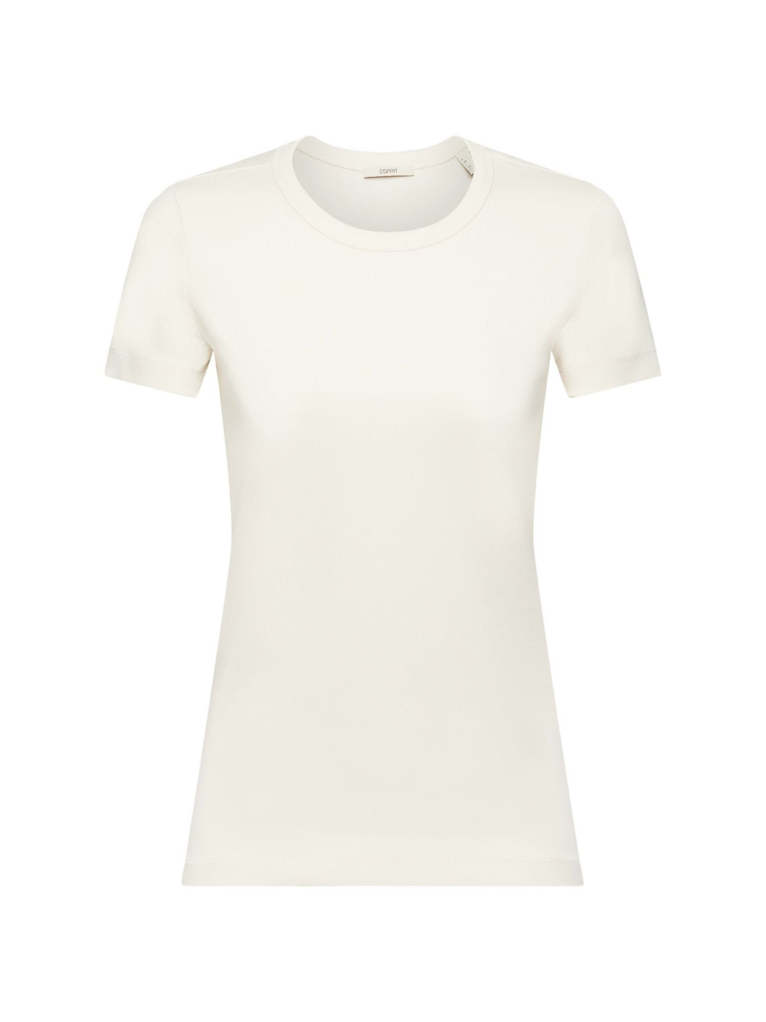 Esprit T-Shirt T-Shirt mit geripptem Rundhalsausschnitt (1-tlg) ICE