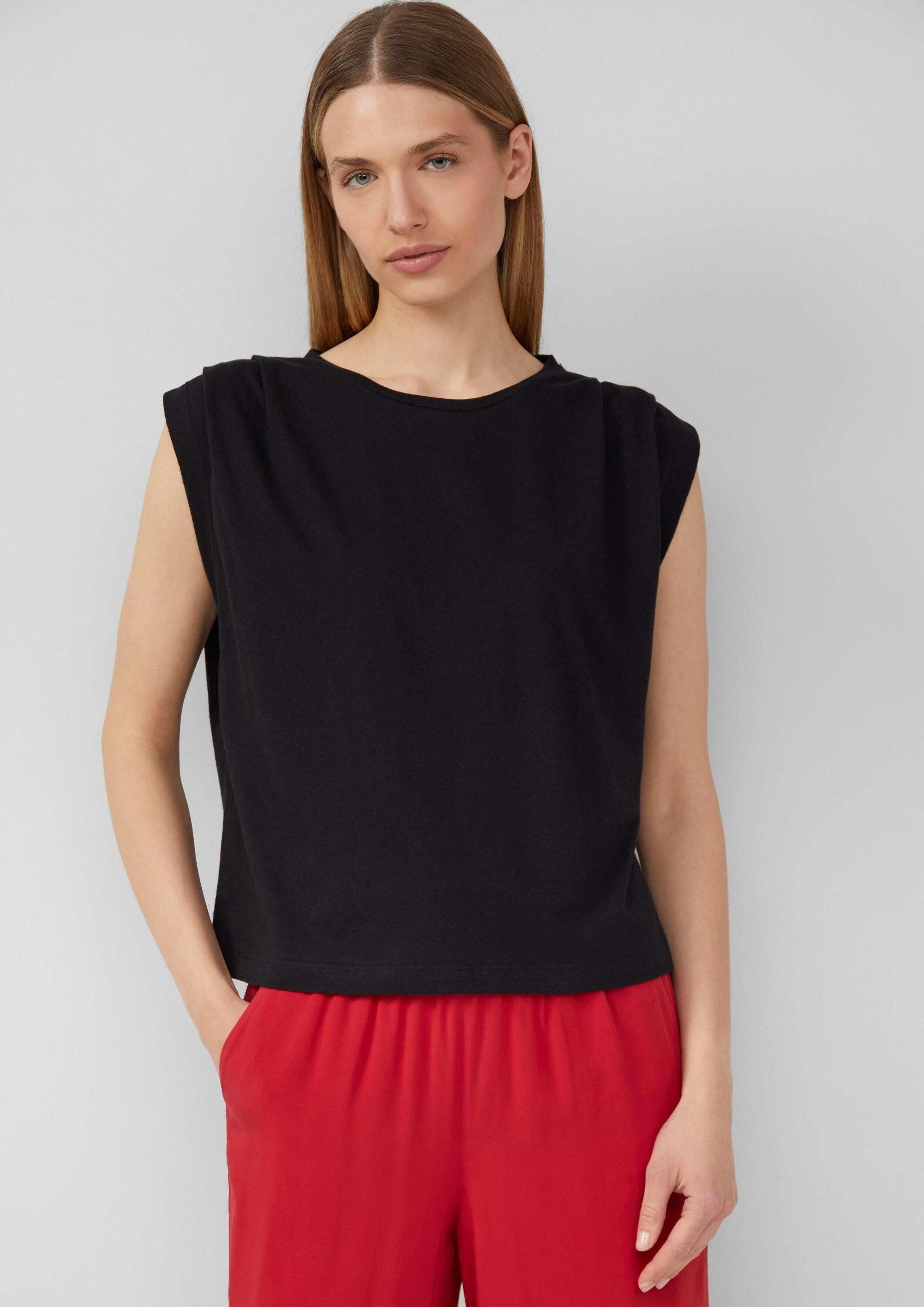 s.Oliver Kurzarmshirt T-Shirt Verkürztes T-Shirt mit Faltendetails günstig online kaufen