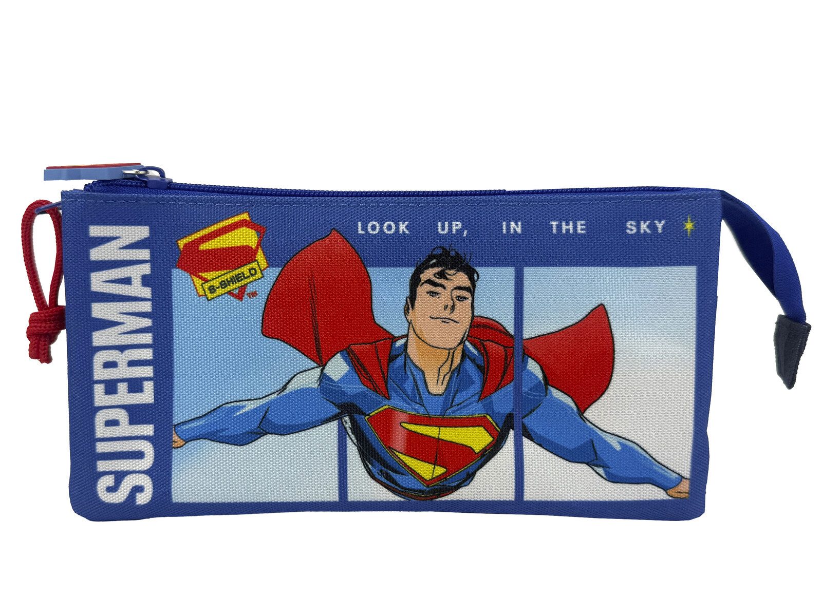 Superman Federmäppchen 3 Fächer Federmappe mit Reißverschluss