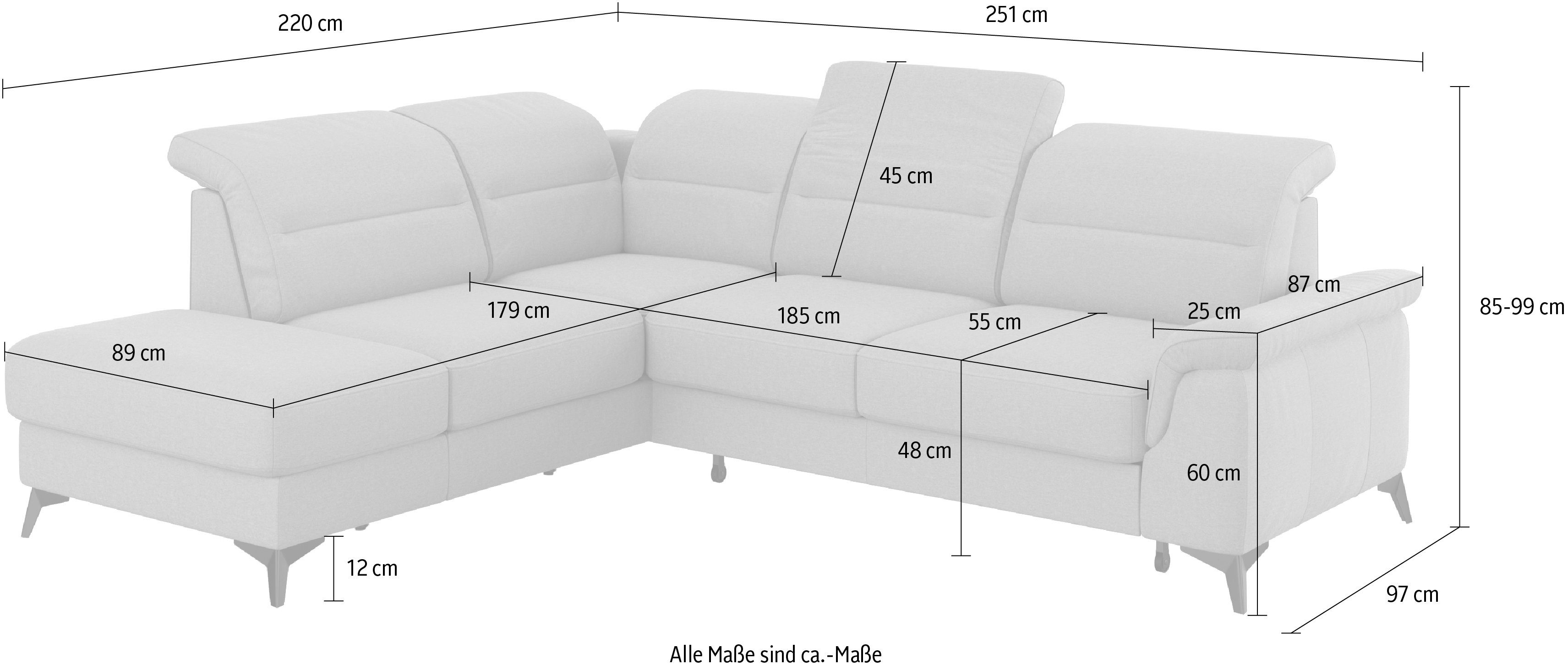 mane, Sinatra, Armteilfunktion Kopfteilverstellung optional mit sit&more mit und Ecksofa