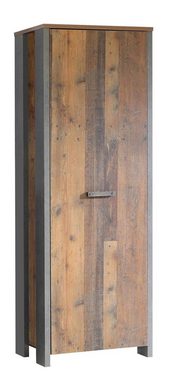 FORTE Garderoben-Set Garderobe CLIF 4-tlg. Komplett-Set Optik: Old Wood Vintage von Forte, (Komplett-Set, Dielenschrank, Kommode, Spiegel, Garderobenpaneel)