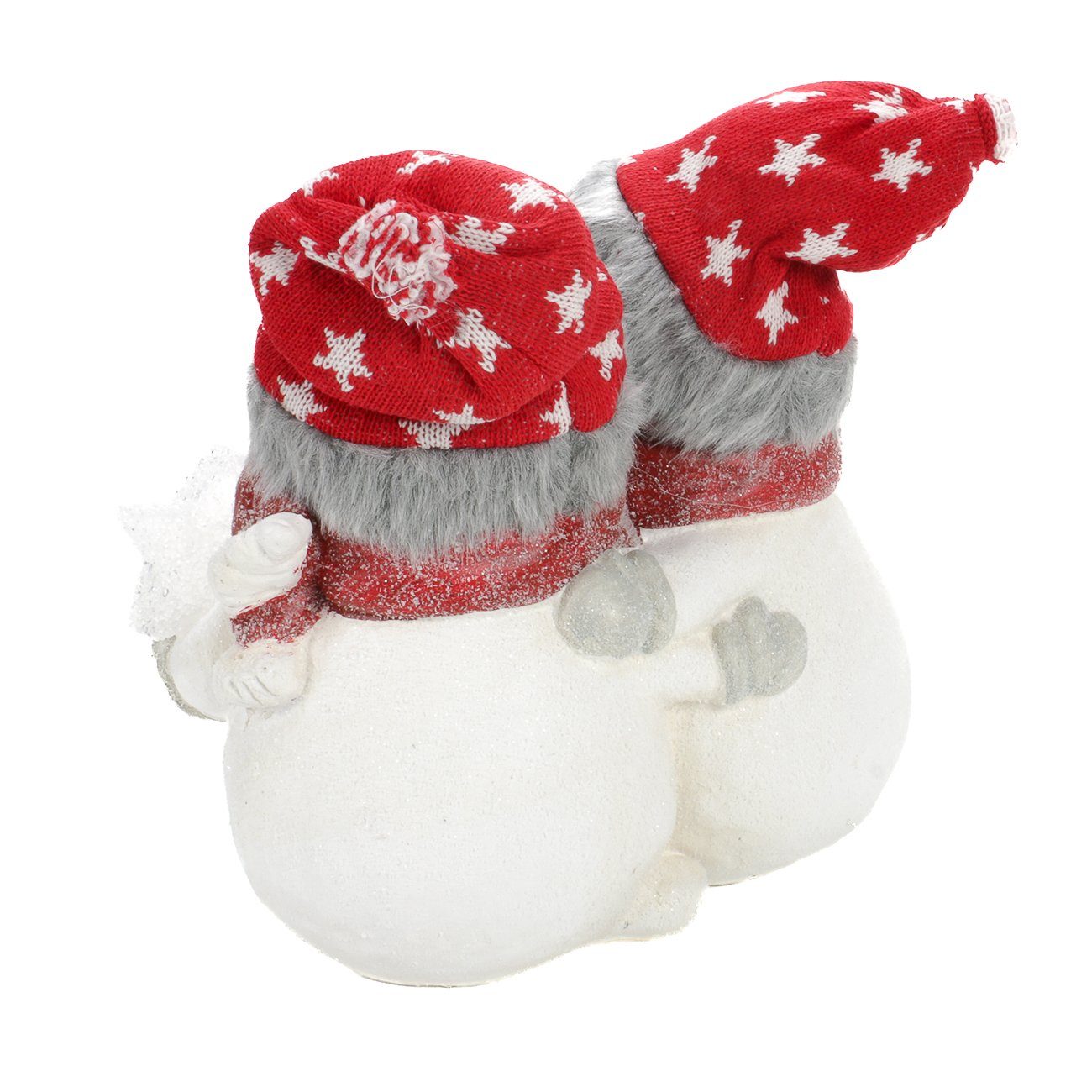 (Weihnachtsdekoration Schneemann-Duo), echter und Schneemänner mit weihnachtliche Kunsthaaren Strickmütze Bubble-Store Weihnachtsfigur