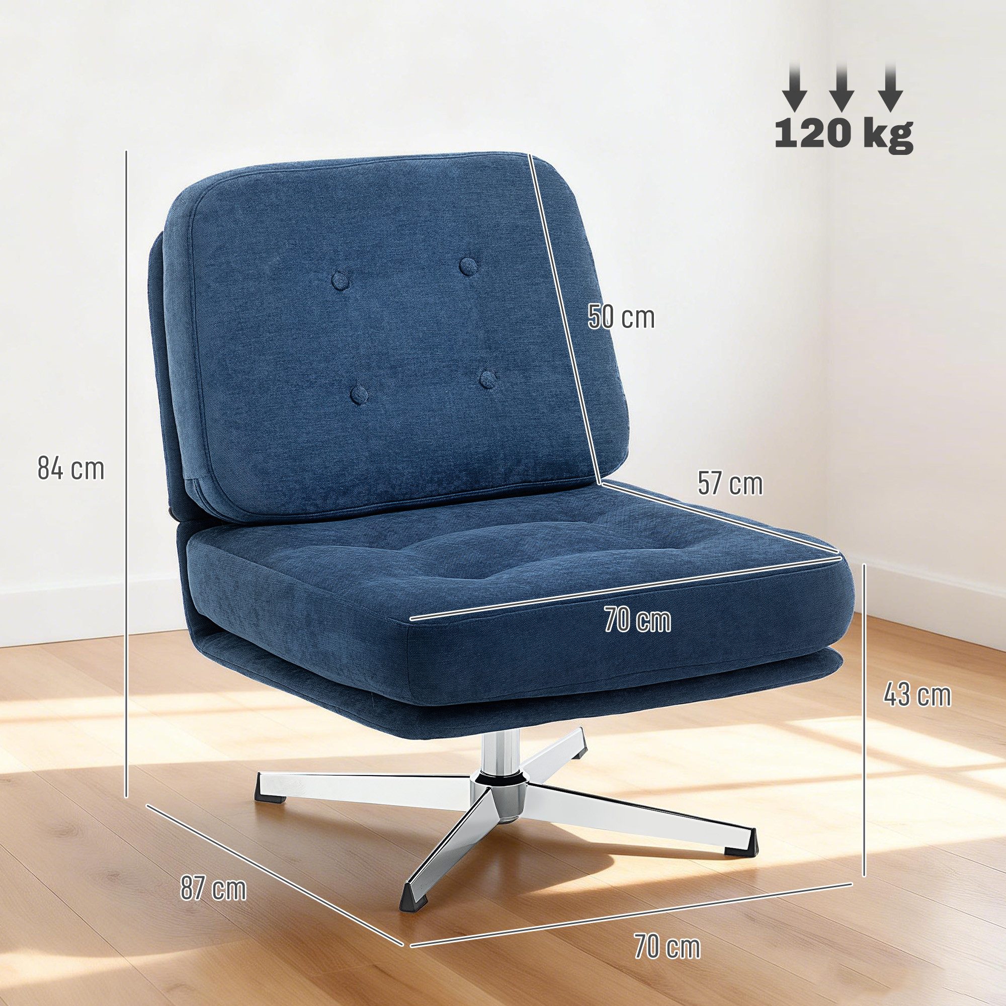 HOMCOM Relaxsessel breiter Loungesessel (Moderner Polsterstuhl, 1-St., Sessel), 360° drehbar, extra breiter Sitz