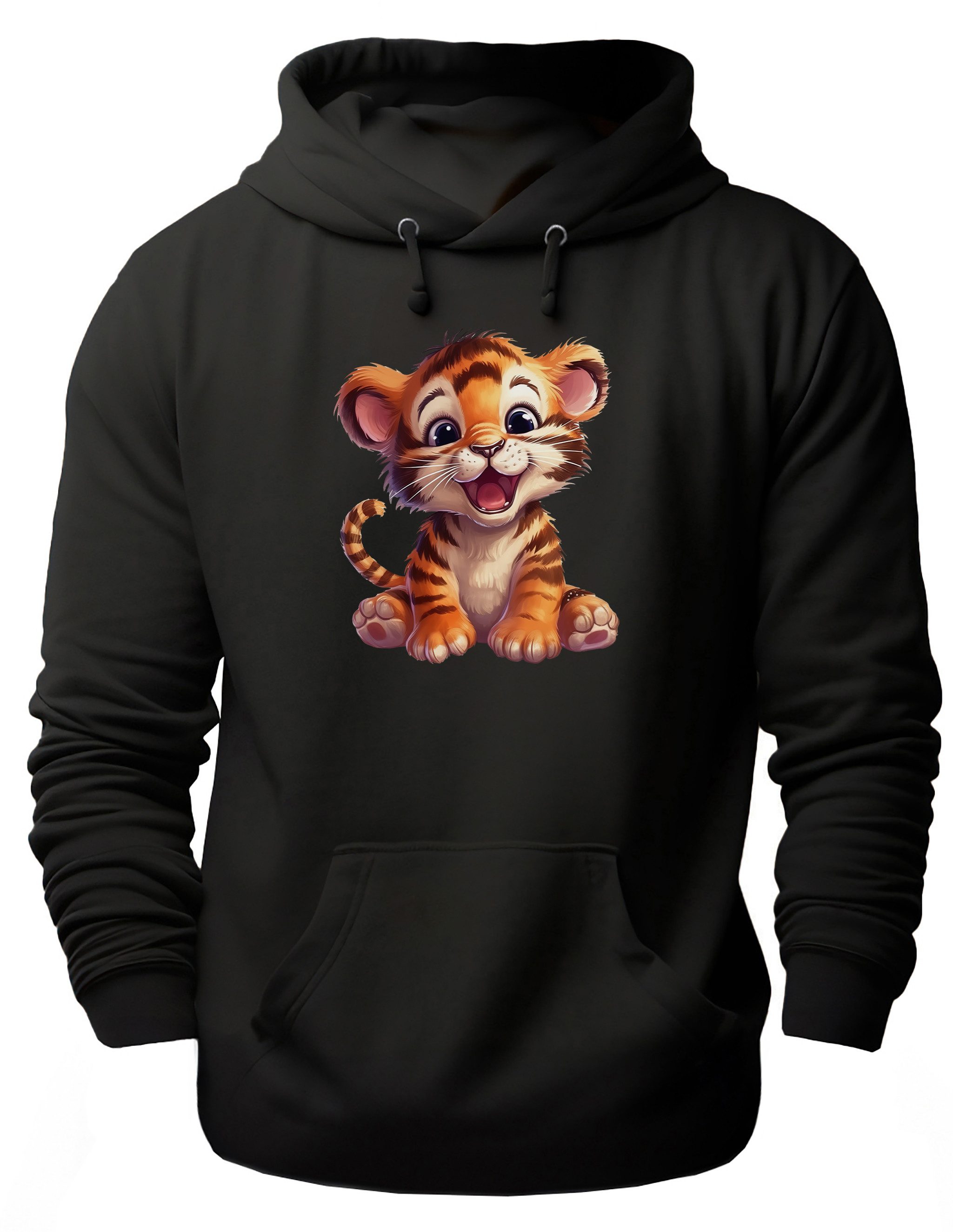 MyDesign24 Hoodie Wildtier Kapuzen Pulli - Tiger Herren und Damen Kapuzensweater - Tier Hoodie i266