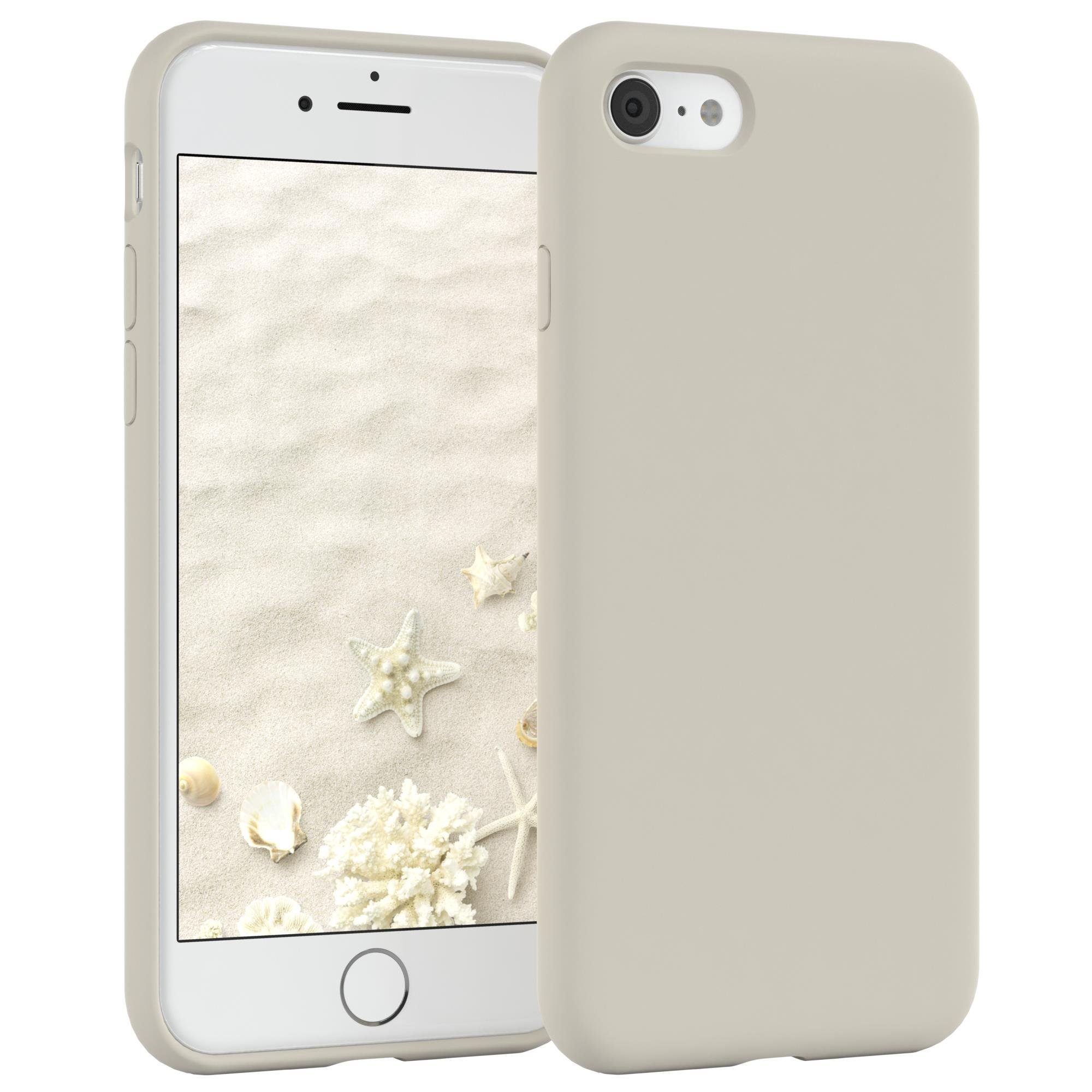 EAZY CASE Handyhülle Premium Case für iPhone SE 2022/2020, iPhone 8/7 4,7 Zoll, Hülle Silikon mit Displayschutz Handy Softcase Slimcover Taupe / Beige