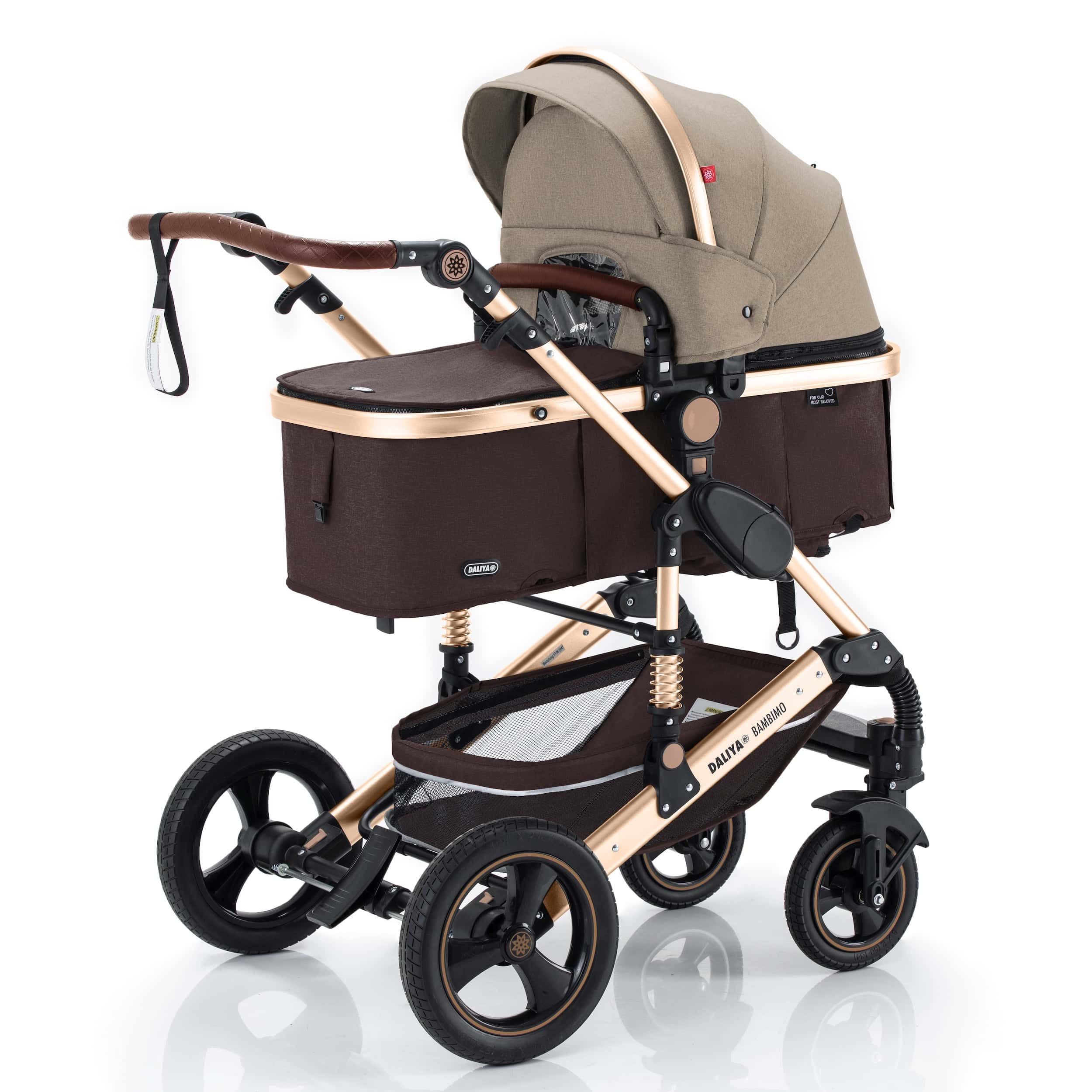 Daliya® Kombi-Kinderwagen BAMBIMO 2in1 Kinderwagen & Buggy, Babywanne und Sportsitz, Alu-Rahmen, (Grundausstattung für Babys, 9-tlg), Großer Einkaufskorb, Federung, weiche Matratze, Belüftungssystem