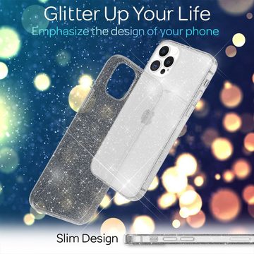 Nalia Smartphone-Hülle Apple iPhone 13 Pro, Klare Glitzer Hülle / Silikon Transparent / Glitter Cover / Bling Case