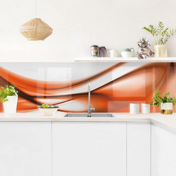 Bilderdepot24 Küchenrückwand braun dekor Abstrakt Wandpaneel Küche Orange Touch Wandverkleidung, (1-tlg., Nischenrückwand - für Fliesenspiegel ohne Bohren - matt), Spritzschutz Rückwand Küche Herd - Folie selbstklebend versch. Größen