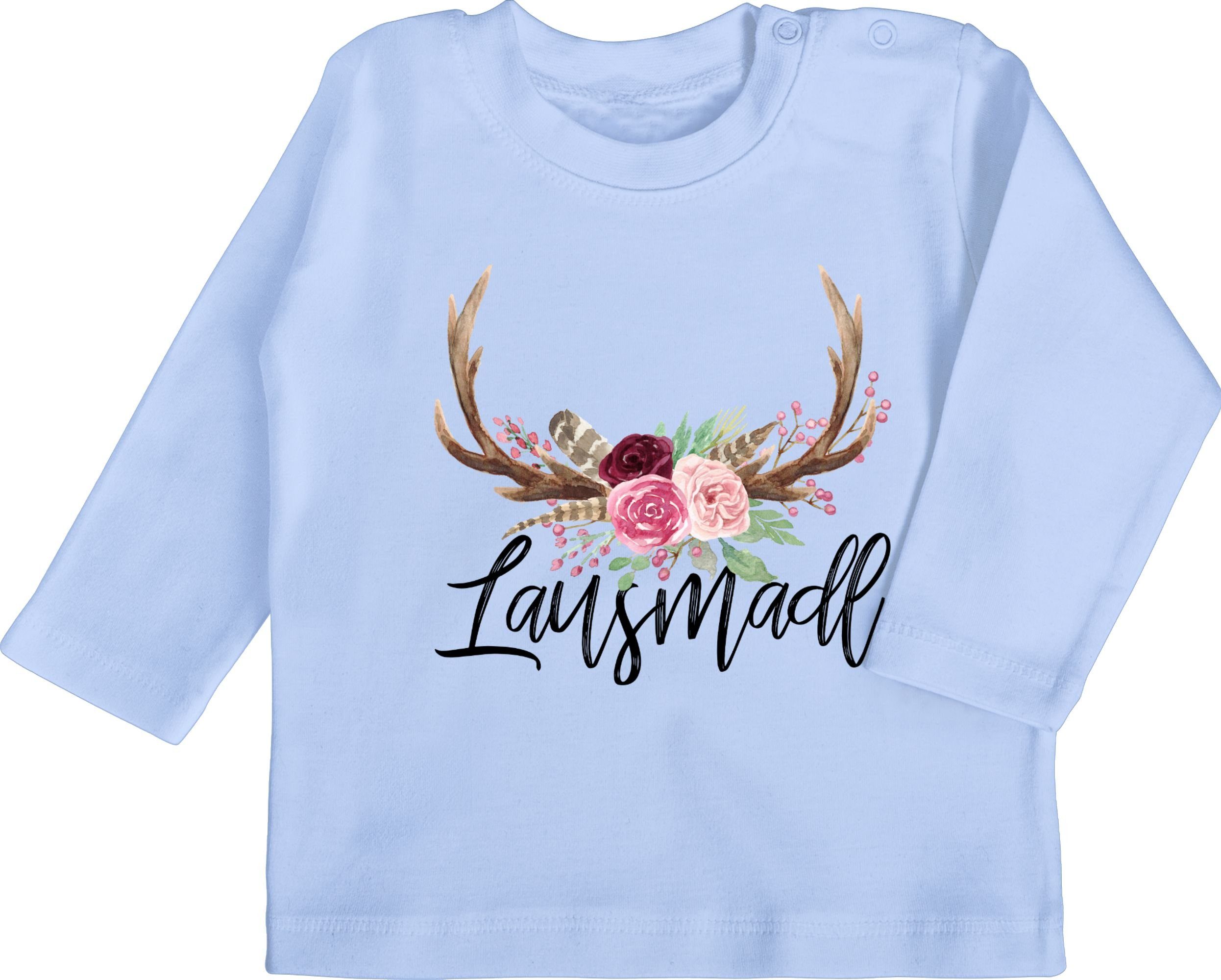 Shirtracer T-Shirt Lausmadl Hirschgeweih Mode für Oktoberfest Baby Outfit 3 Babyblau