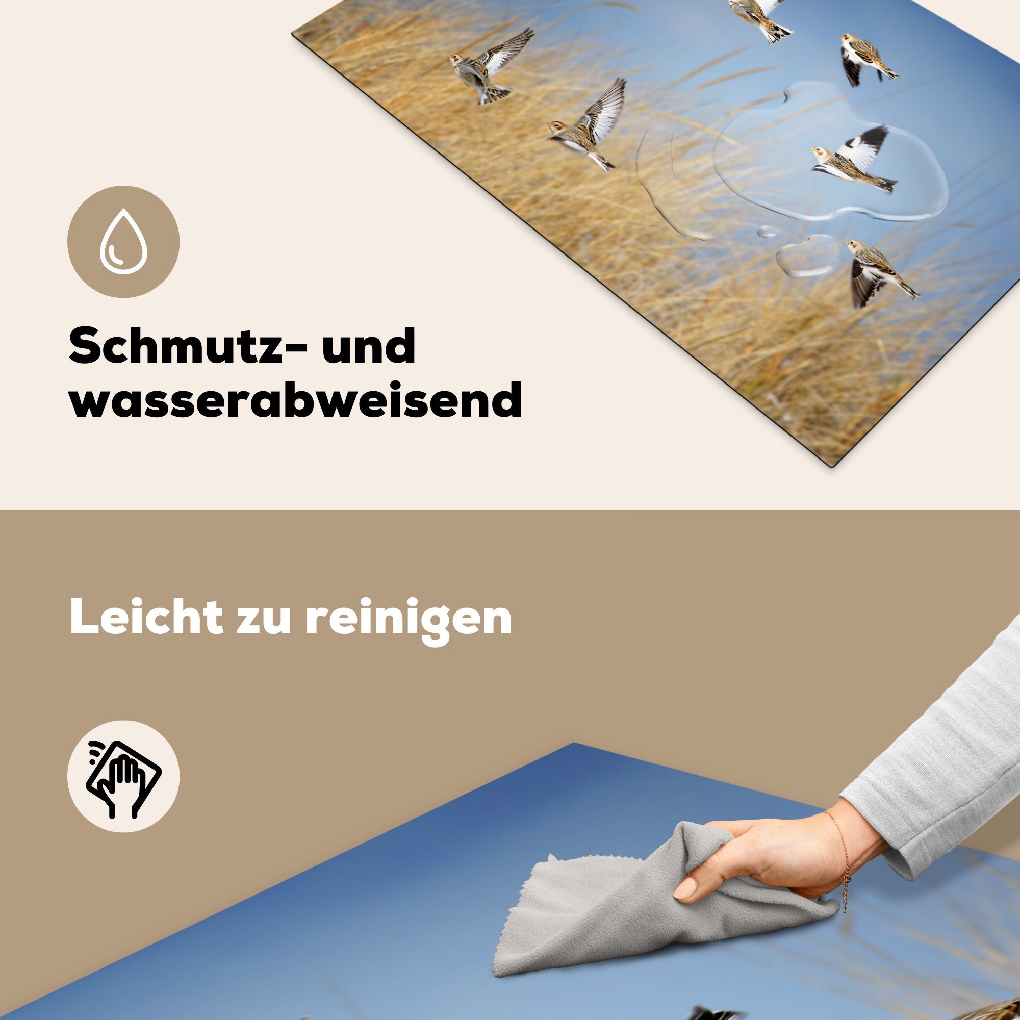 Vinyl, MuchoWow 83x51 (1 Mehrere hellblauem Himmel, Alpenschneehühner tlg), für cm, Ceranfeldabdeckung, Arbeitsplatte Herdblende-/Abdeckplatte küche bei