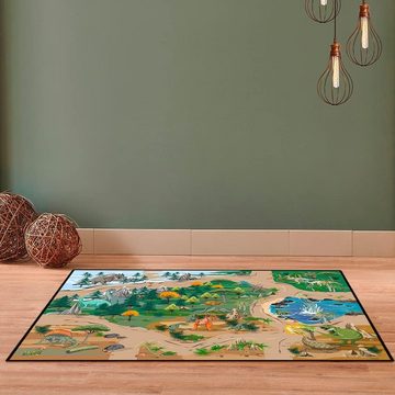 STARLUX Spielmatte Dinosaurier für Kinder rutschfest glatte Oberfläche 120 x 80 cm