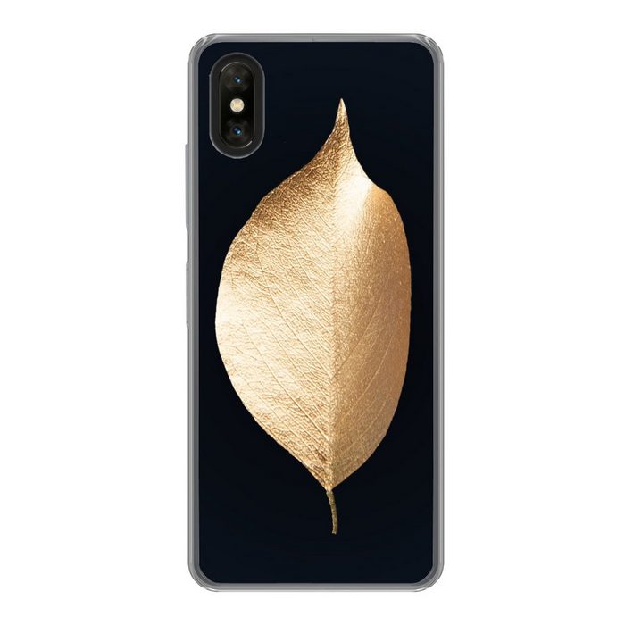 MuchoWow Handyhülle Blätter - Gold - Schwarz - Pflanzen - Luxus Phone Case Handyhülle Xiaomi Mi Mix 3 Silikon Schutzhülle