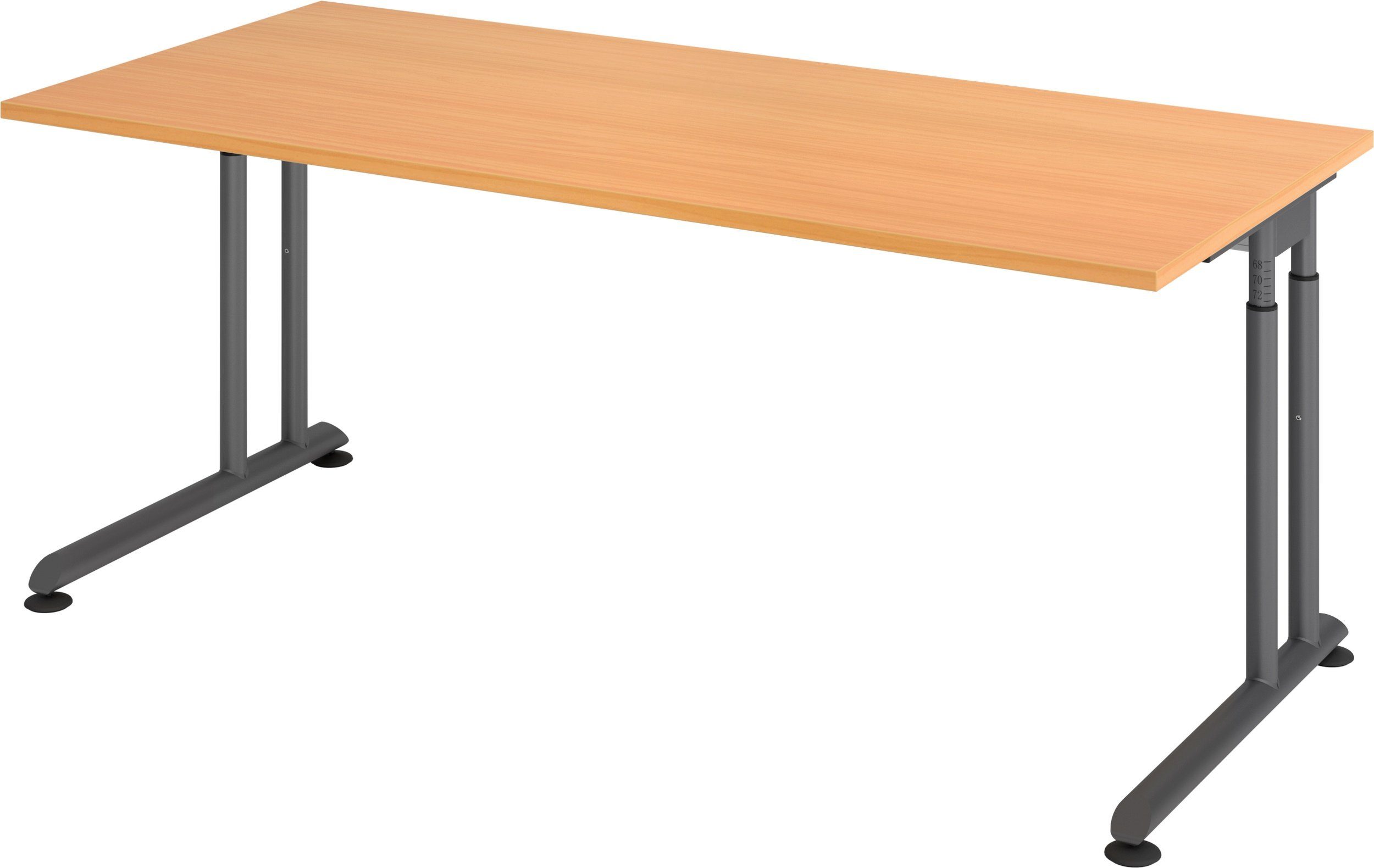 bümö Schreibtisch Schreibtisch Serie-Z, Rechteck: 180 x 80 cm - Dekor: Buche - Gestell: Graphit