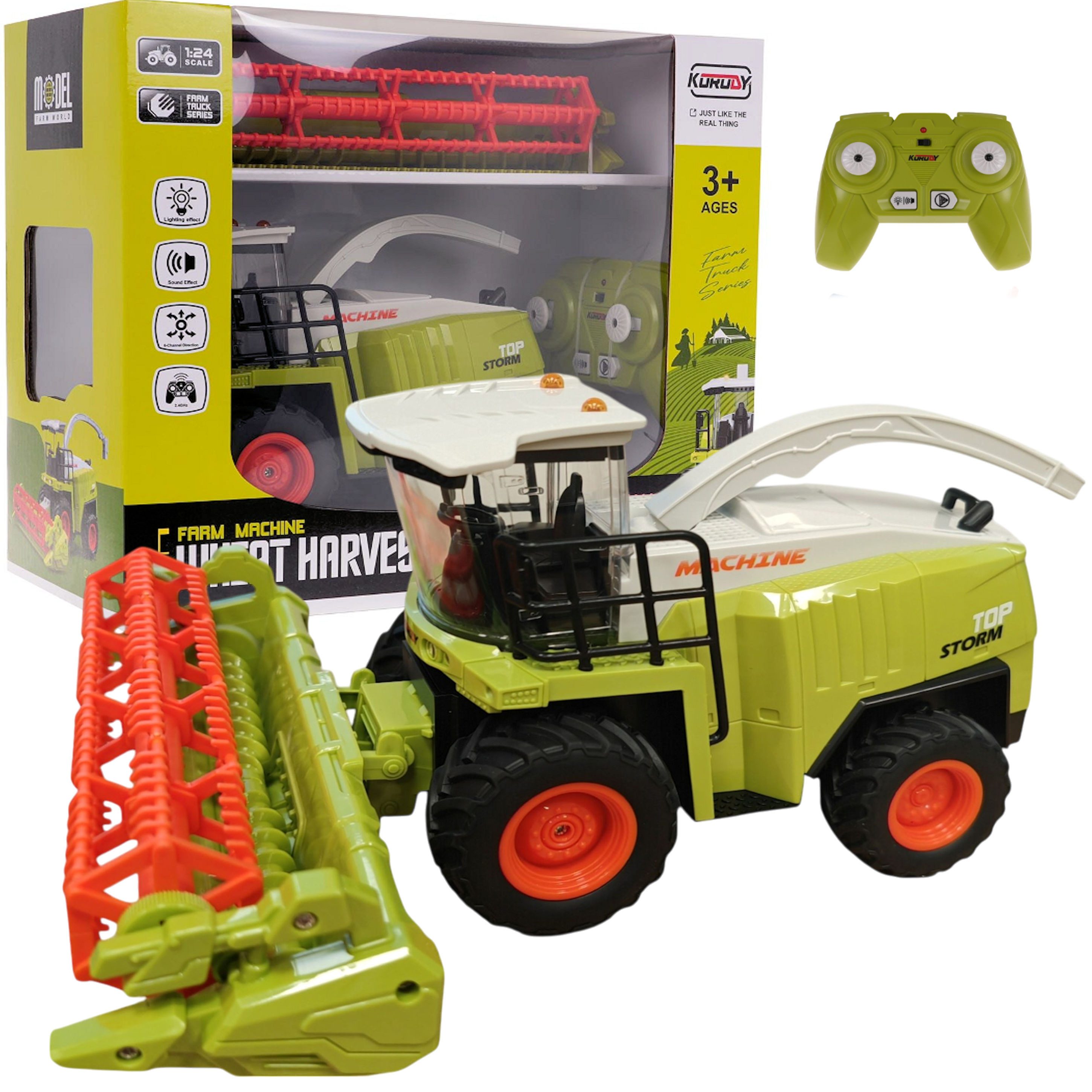 COIL RC-Traktor Bauernhof Traktor, Mähdrescher Truck, Bauernhofspielzeug (Modell: 6611), Ferngesteuert, Maßstab: 1:24, Frequenz: 2,4 GHz, Ton, Licht