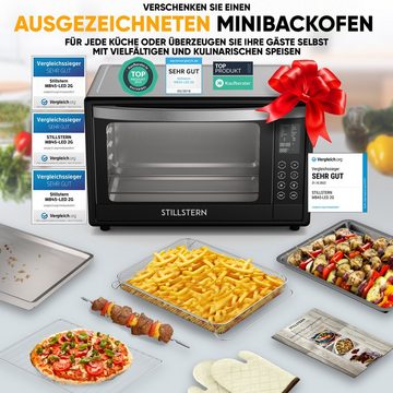 Stillstern Minibackofen MB45-LED 2G (45L) Deutsche Version, Ofenhandschuhe, Rezeptheft, Drehspieß, Timer, Innenbeleuchtung