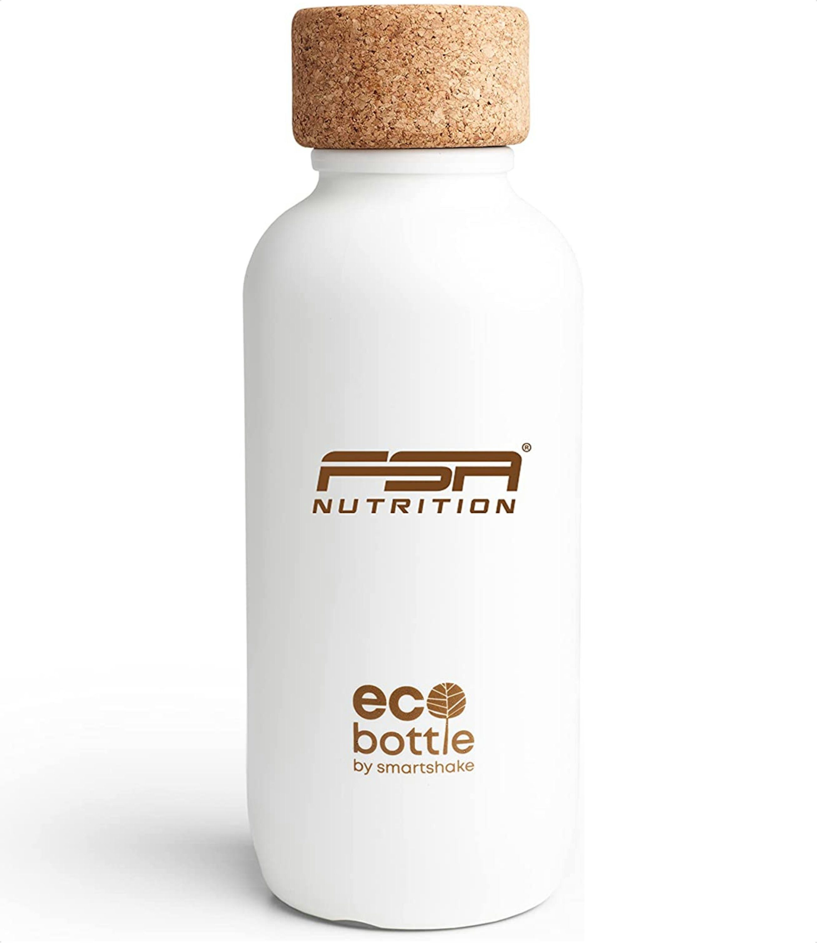 FSA Nutrition Trinkflasche ECO Bottle 650 ml aus Öko-Materialien (Zuckerrohr & Naturkork), Hergestellt mit erneuerbarer Energien in Schweden weiß