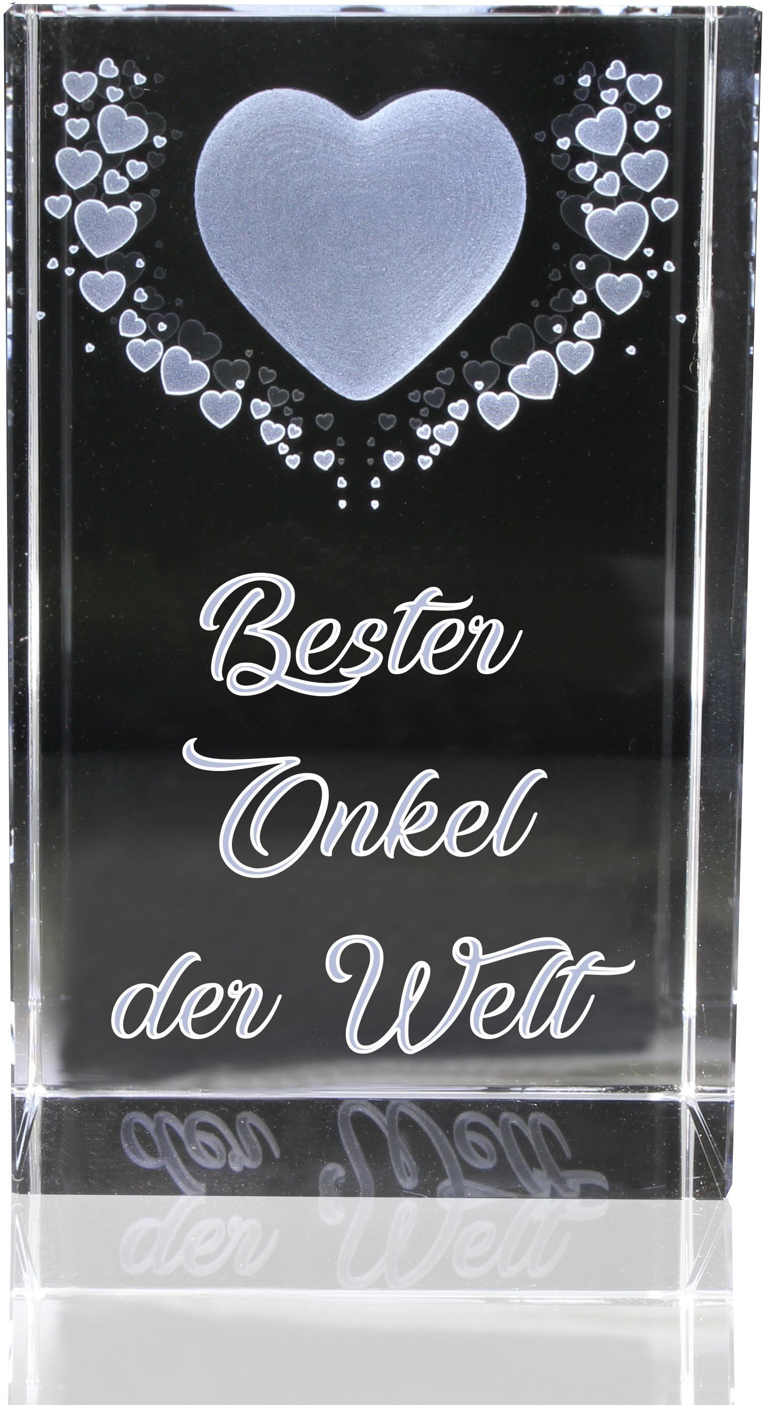 VIP-LASER in Germany, Made Kristall der VIP-LASER Hochwertige Motiv: Dekofigur Bester Onkel Geschenkbox, Familienbetrieb Herzen Fliegende 3D W,