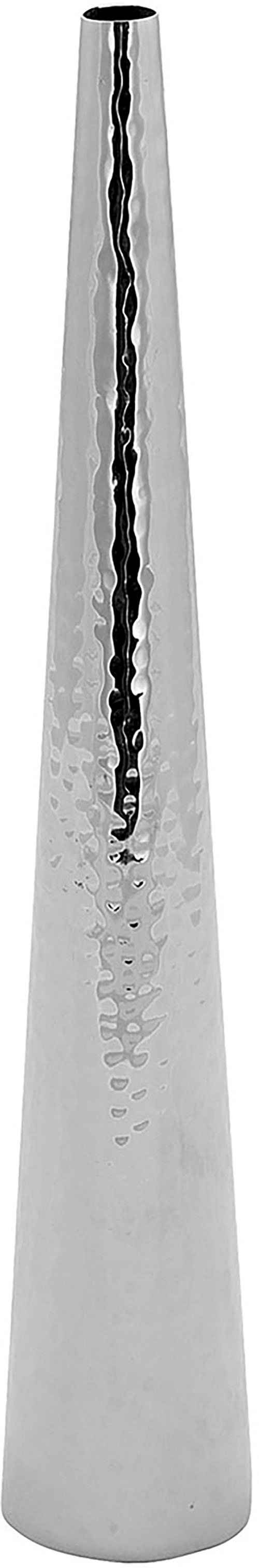 Fink Dekovase CUBA, mit feiner Hammerschlagstruktur (1 St), Rosenvase, Tischvase aus Edelstahl, silberfarben