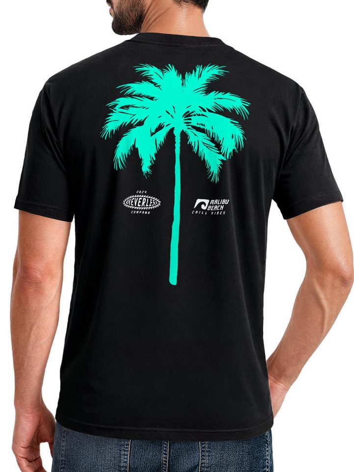 Neverless Print-Shirt Herren T-Shirt mit Palmen-Print Baumwollstoff und Grafik Aufdruck mit Print
