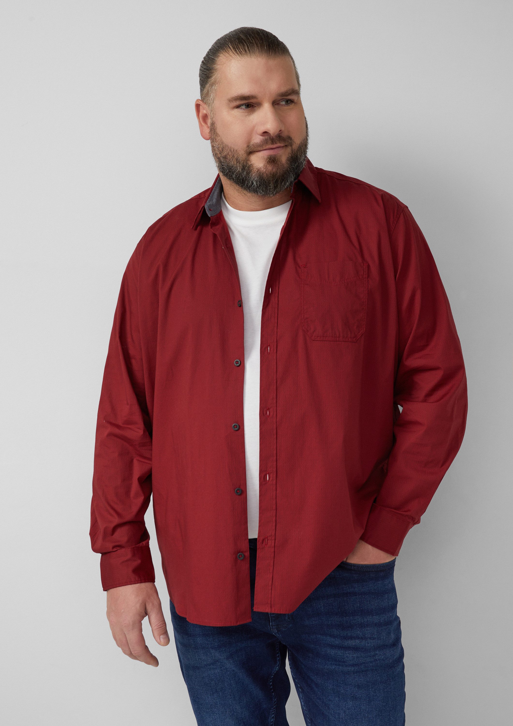 s.Oliver Langarmhemd Hemd Regular Fit: Gemustertes Hemd mit Kentkragen