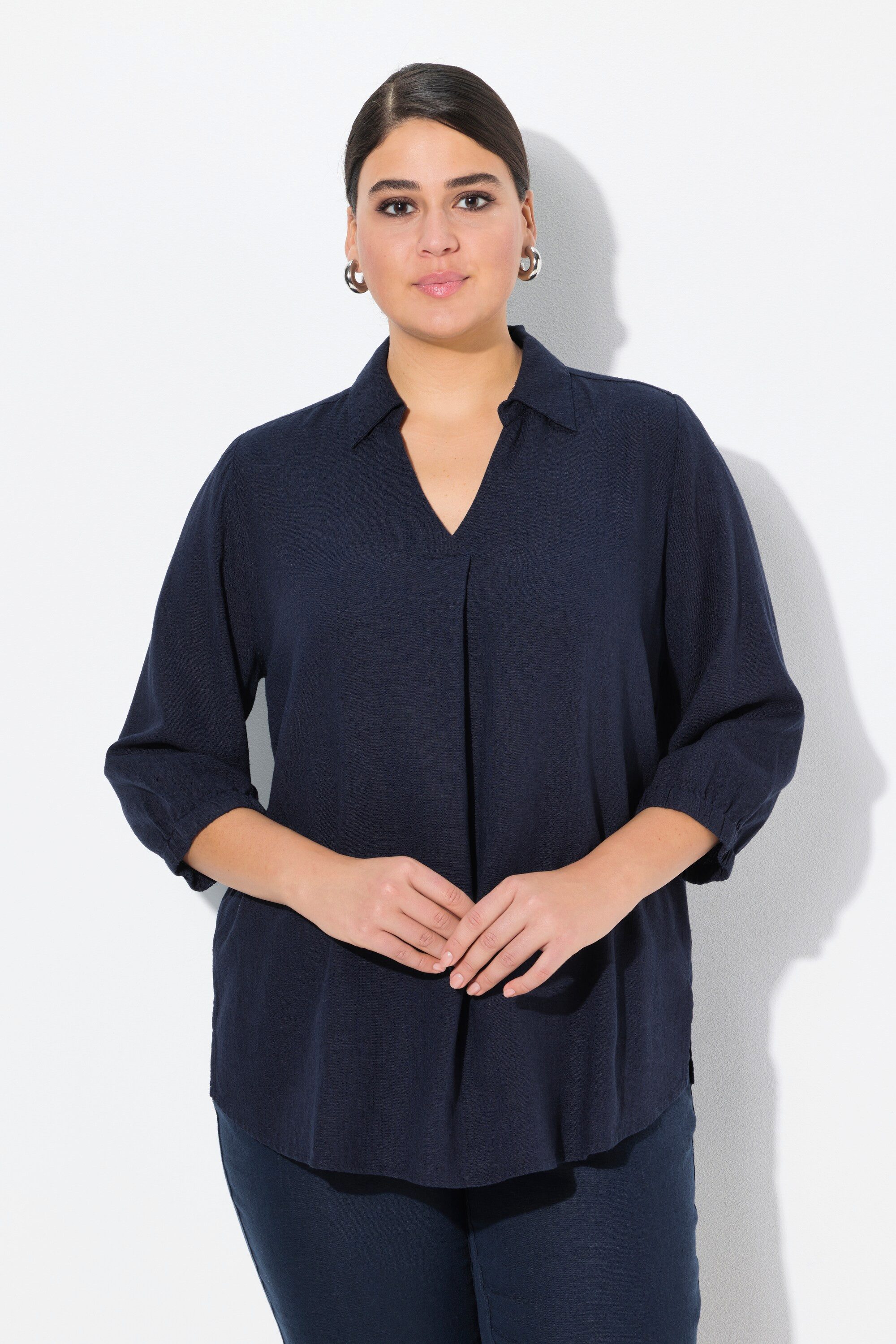 Ulla Popken Tunika Tunika Leinenmix A-Linie günstig online kaufen
