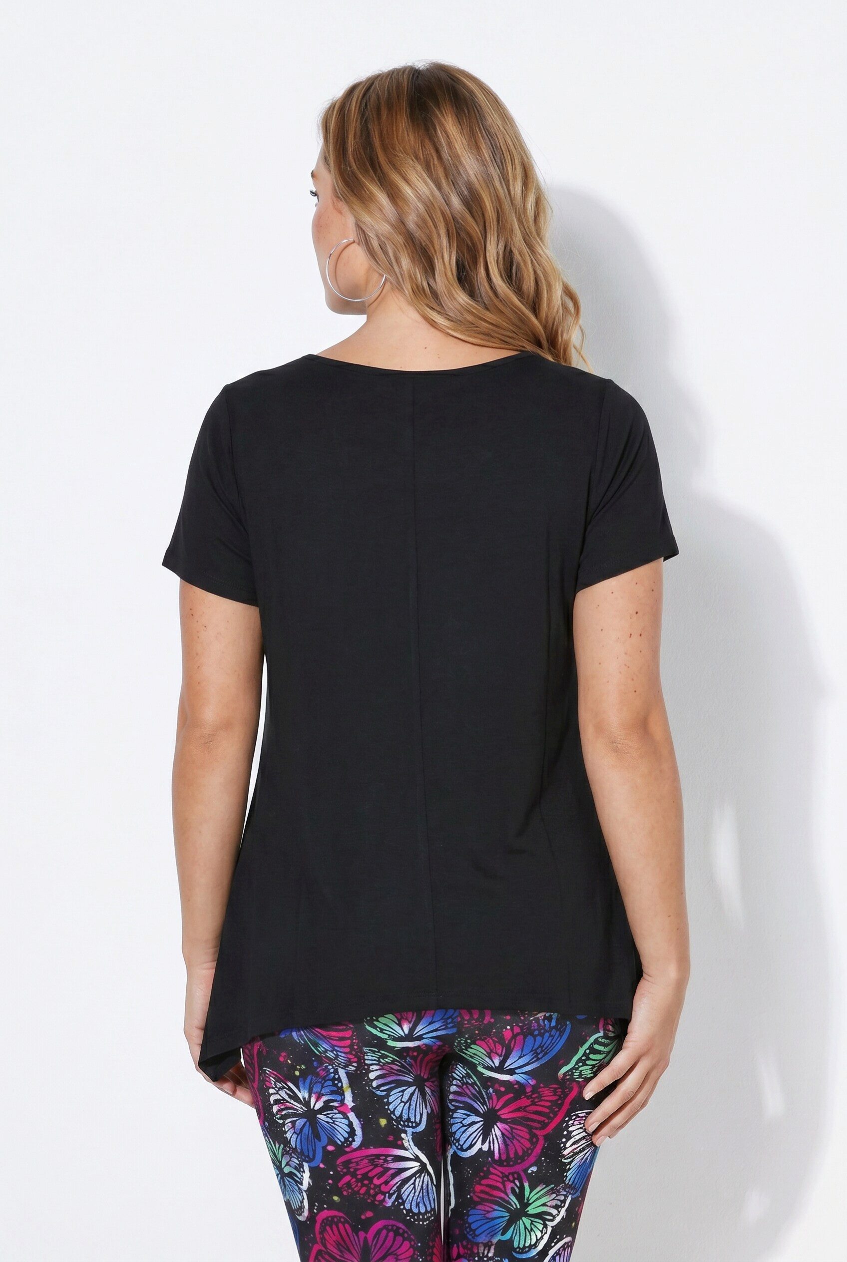 Angel of Style Longshirt Longshirt A-Linie Schmetterlinge Zipfelsaum
