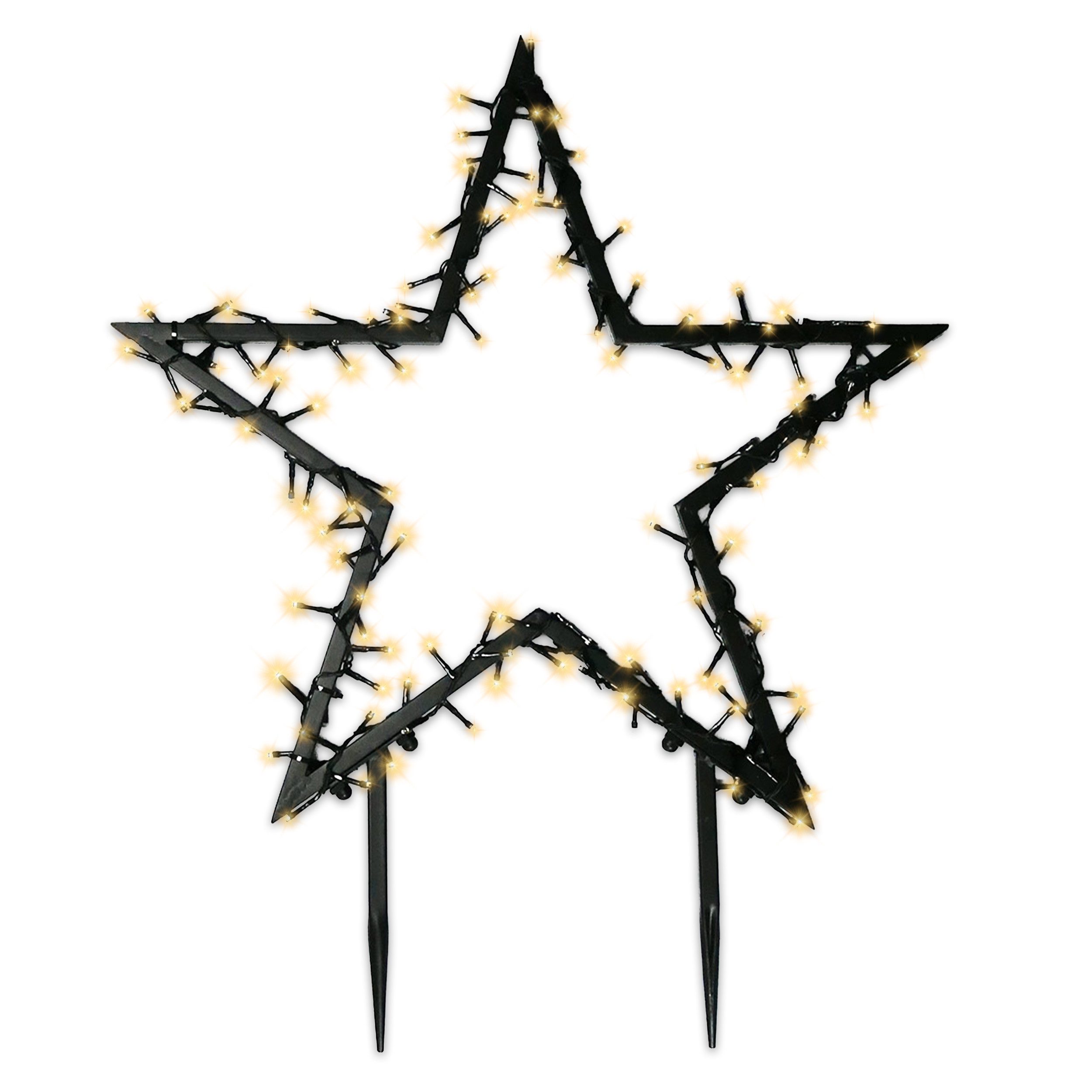 Gartenpirat LED-Stern für außen Gartenstern Ø 60-150 cm mit LED-Beleuchtung Weihnachtsdeko, LED Lichterkette, Warmweiß, Metall Rahmen schwarz; IP44 Adapter; 6/18Timer; 5m Kabel, schwarz