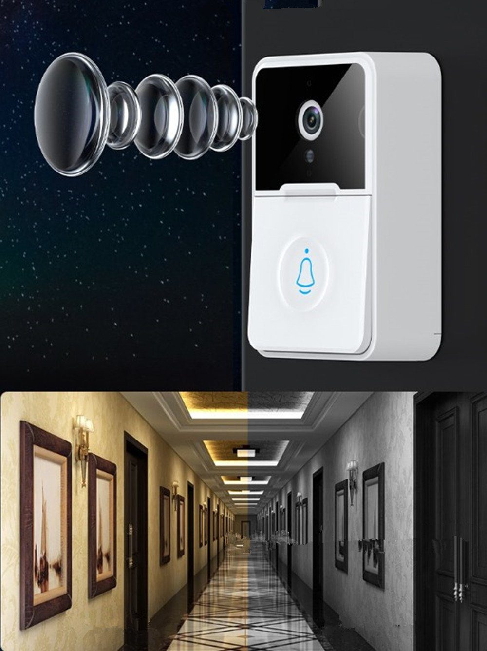 WiFi/Bluetooth mit Doorbell Kamera), Türklingel autolock Cloud Kabellose (Türklingel HD Kamera,WLAN Türklingel Akku,Nachtsicht,SD mit & mit Video-Türklingel mit Gong,mit Video