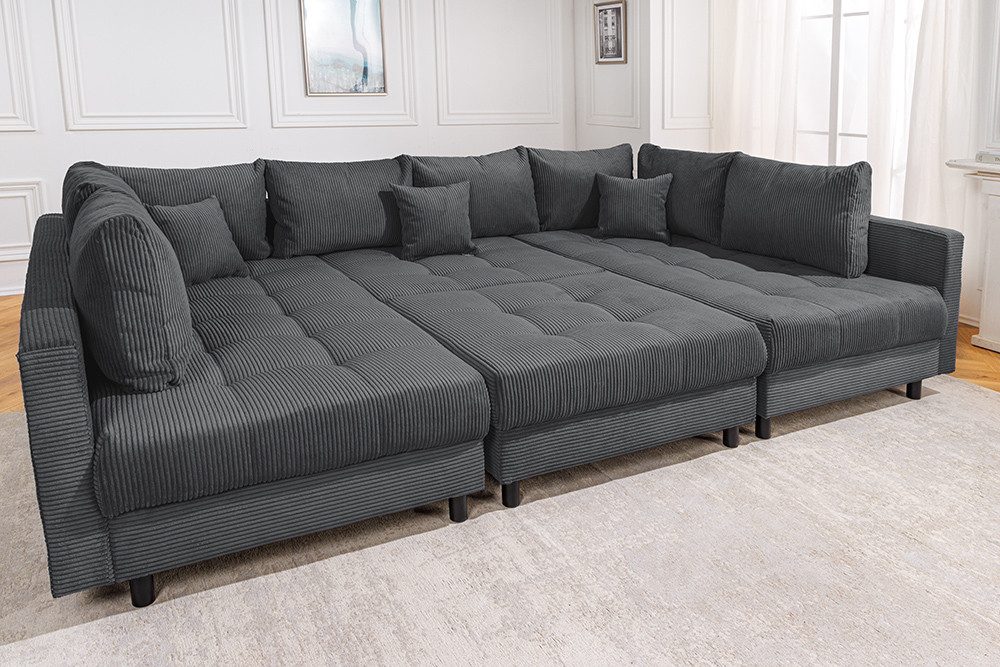 riess-ambiente Wohnlandschaft KENT 305cm anthrazit/schwarz - inkl. Hocker, U-Form, FSC-zertifiziert, Einzelartikel 1 Teile, Ecksofa · Wohnzimmer · mit Federkern – Bild 5 von 5