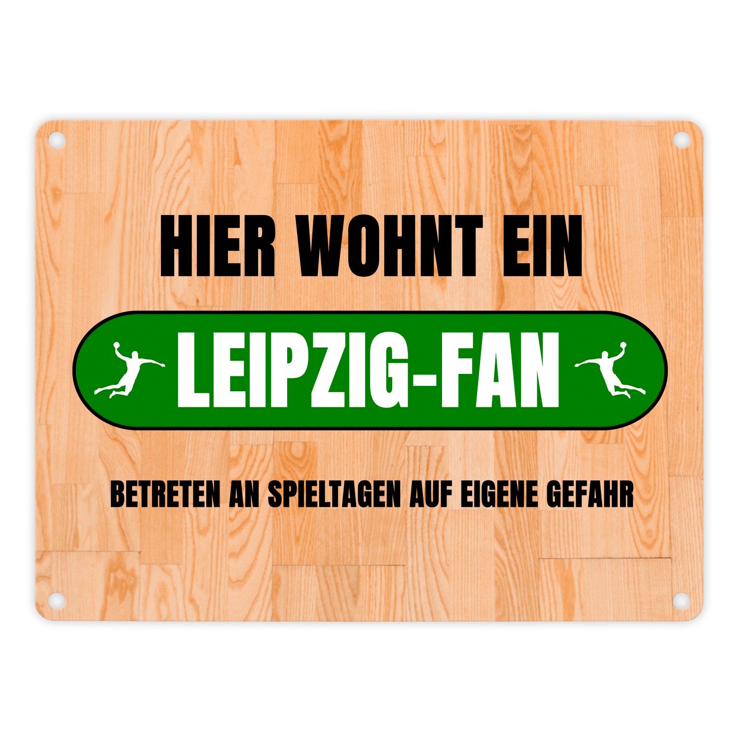 speecheese Metallschild Hier wohnt ein Leipzig Fan Metallschild in 15x20 cm mit Motiv