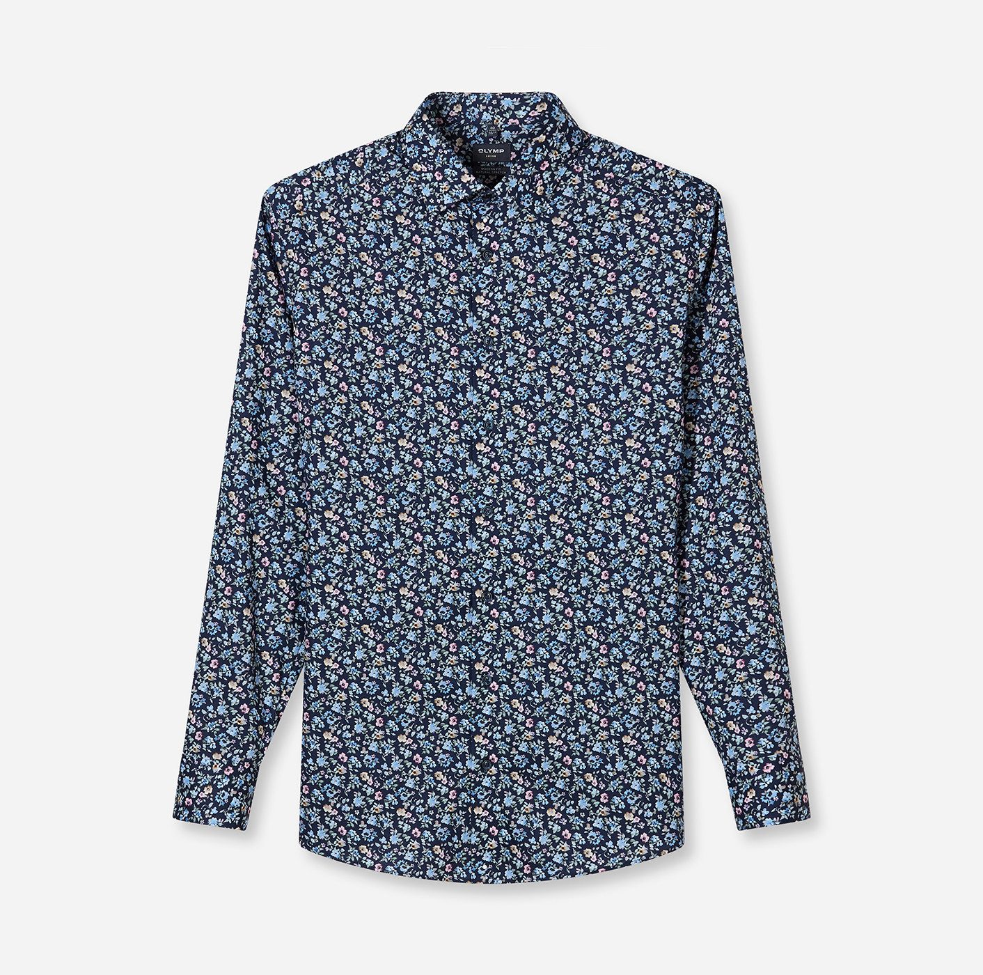 OLYMP Langarmhemd Luxor Businesshemd, New-Kentkragen, floraler Print, moder günstig online kaufen