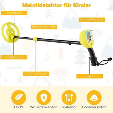 KOMFOTTEU Metalldetektor für Kinder, mit verstellbarem Stiel (64-84 cm)