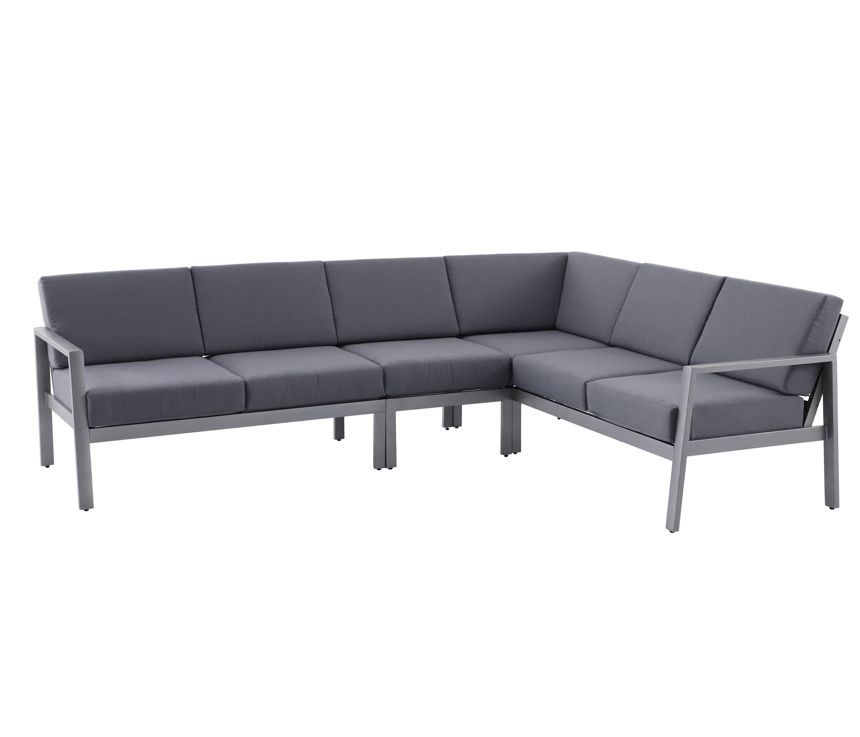 Dehner Gartenlounge-Set Chicago, 5 Sitzplätze, inkl. Polster, Sitzhöhe 45 cm, Farbe grau, variabel gestaltbare Ecklounge
