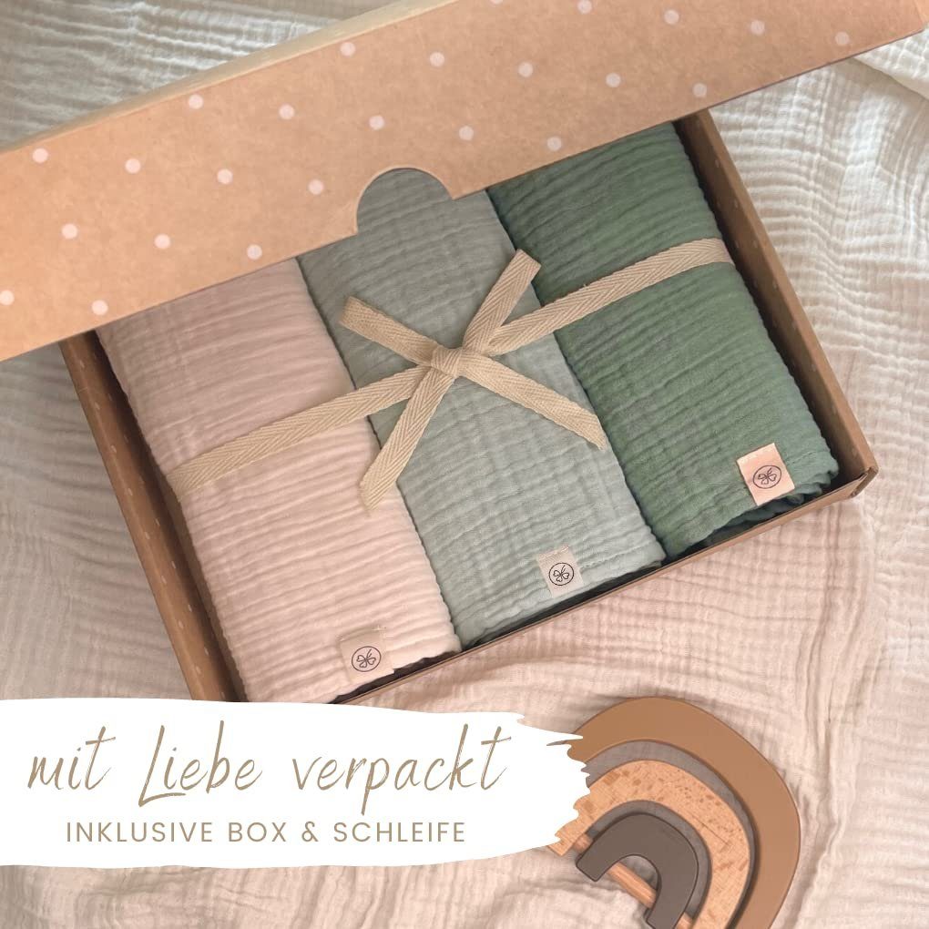 Babydecke Mulltücher 3er-SET gekreppt, Spucktuch 64x64 günstig online kaufen