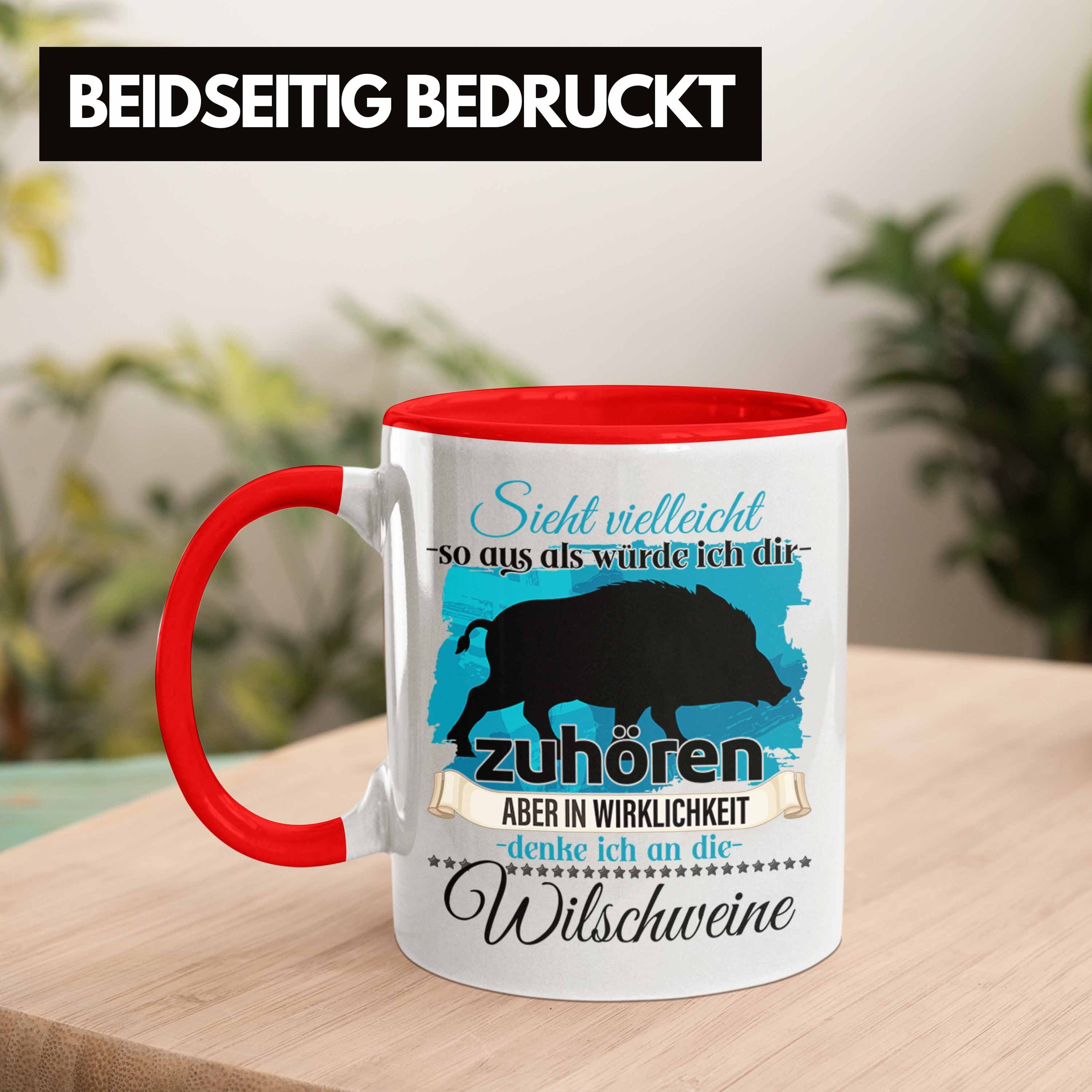 Geschenkidee - Liebhaber Trendation Tasse Geschenk Jäger Wildschwein L Rot Trendation Tasse