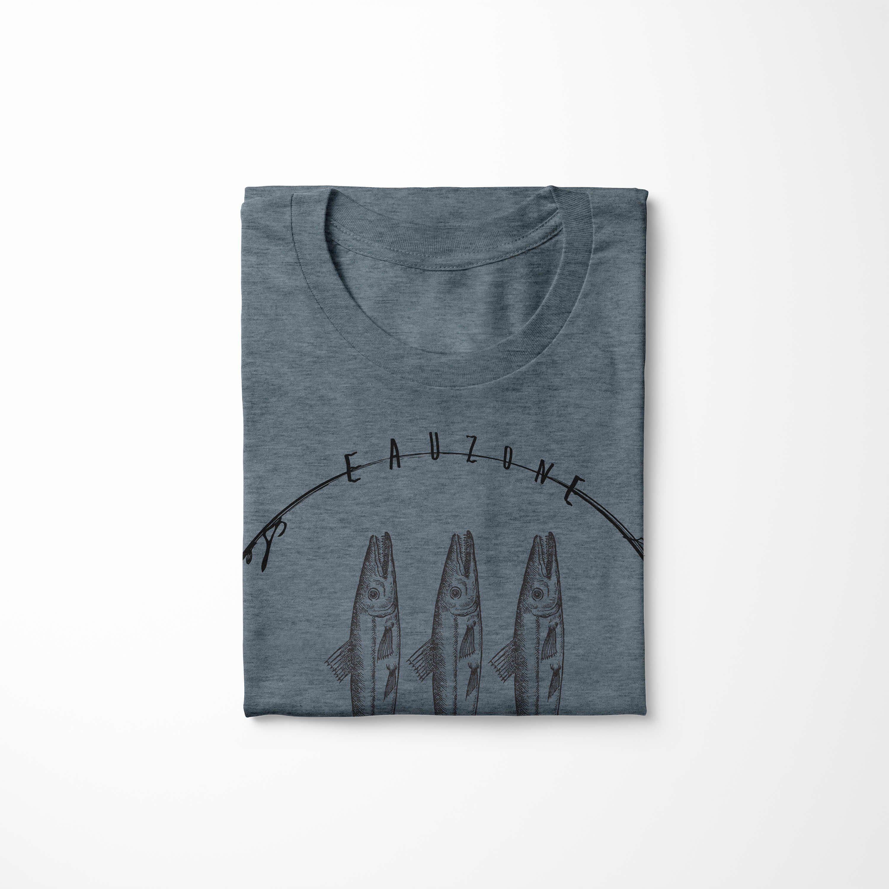 und Sinus Indigo Art 035 - sportlicher T-Shirt feine Tiefsee T-Shirt Sea Sea Serie: / Creatures, Fische Schnitt Struktur