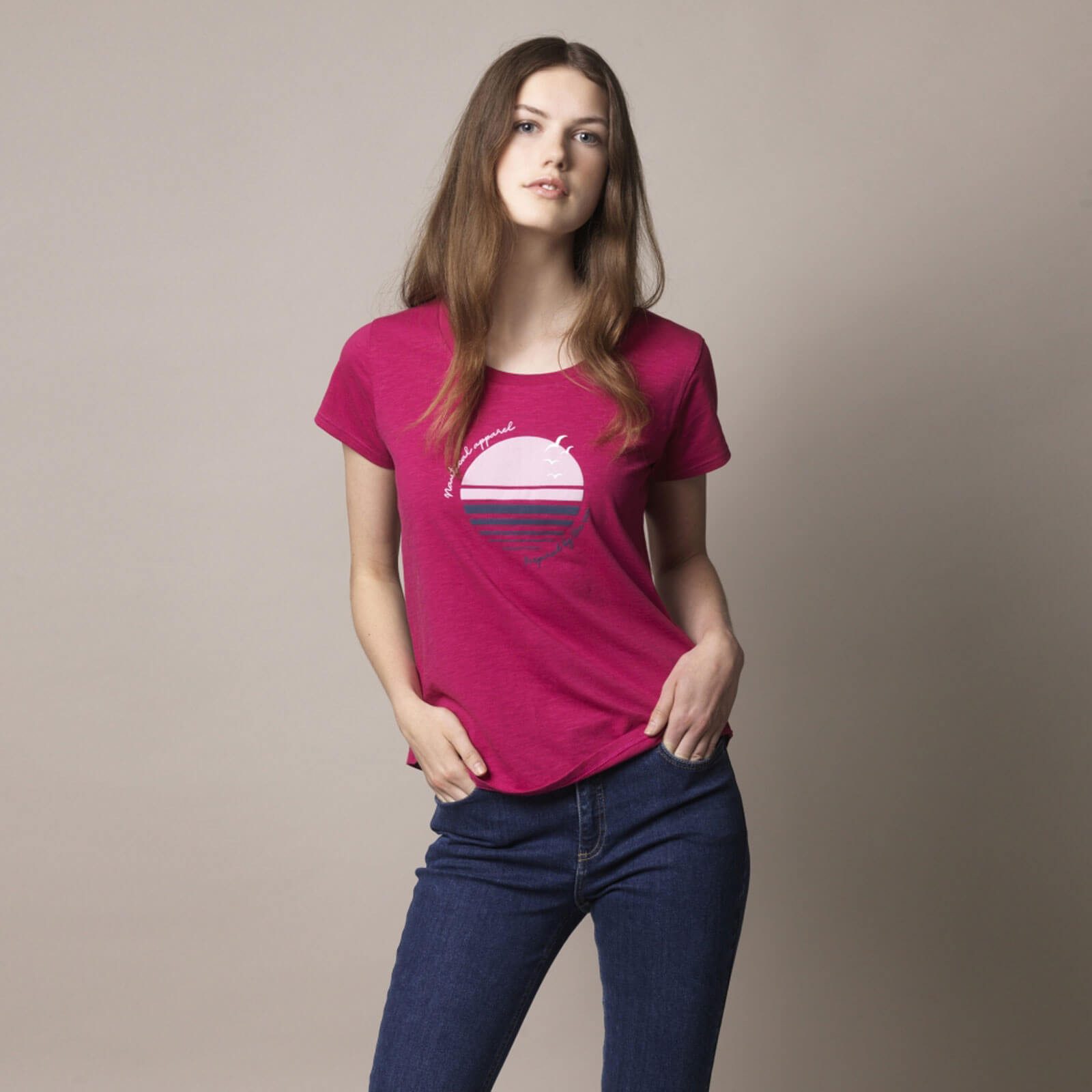 Sea Ranch T-Shirt Aia Damen Kurzarm-Shirt Brustprint Maritim - Sommershirt Freizeitshirt A-Linien-Schnitt, Single-Jersey Baumwolle, Atmungsaktiv, Rundhals