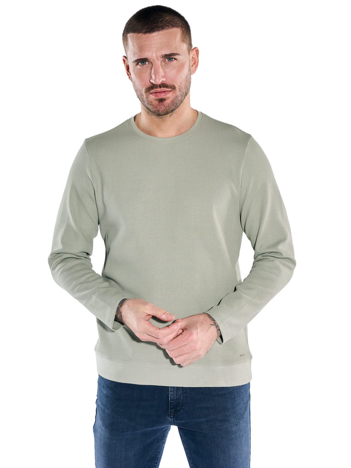 emilio adani Langarmshirt Herren Modisches Langarm-Shirt, Gruen