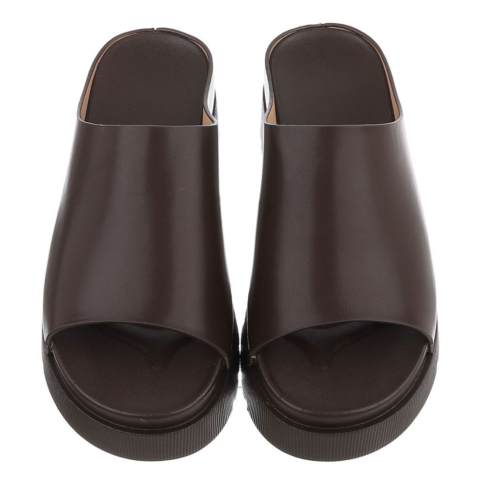 Ital-Design Damen Plateau Sandale Slip-on mit offener Zehenpartie Plateausandaletten (91849190) Keilabsatz/Wedge Keilsandaletten in Braun – Bild 4 von 5