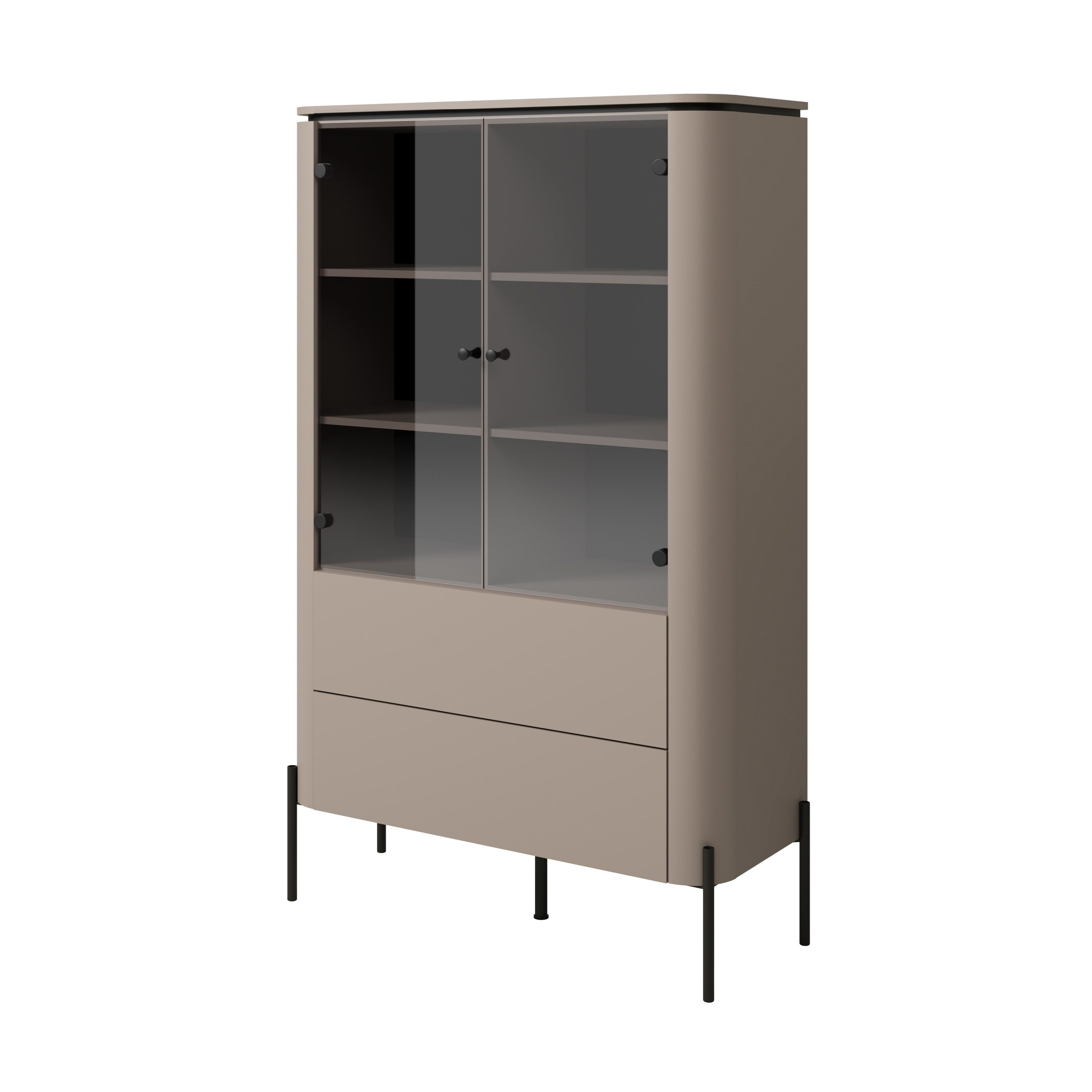 Masseno Glasvitrine Vitrinenschrank BELVIO 160 x 98 cm gelb