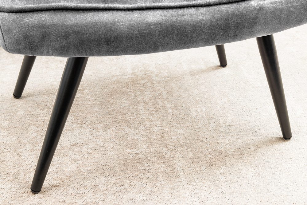 riess-ambiente Fußhocker SCANDINAVIA grau / schwarz (Einzelartikel, 1 St), Wohnzimmer · Samt · Metall · Scandinavian Design – Bild 4 von 5