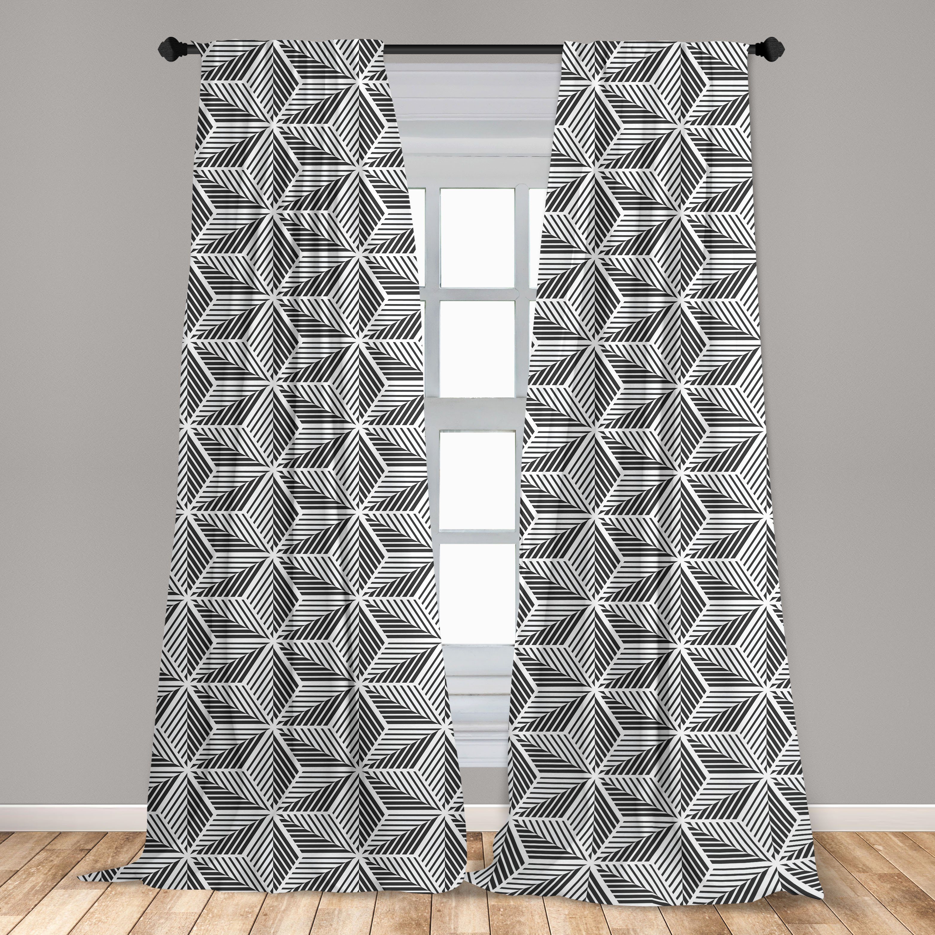 Schlafzimmer Dreiecksformen Dekor, Vorhang Microfaser, Abstrakt Gardine Wohnzimmer für Stripes Abakuhaus,