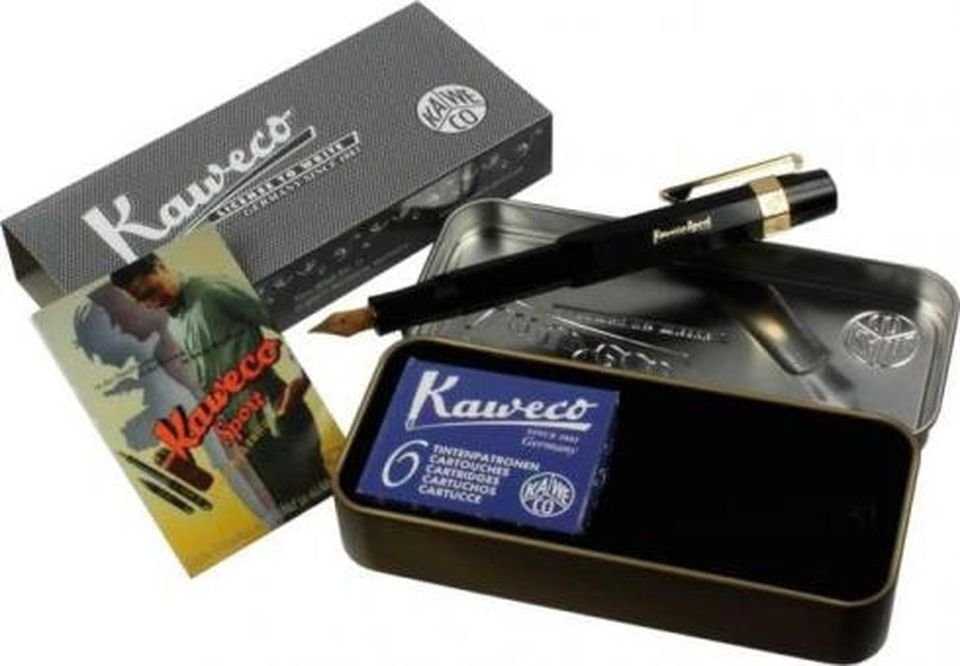 Kaweco Füllhalter CLASSIC SPORT Set Schwarz, Federbreite M, inkl. Clip und 6 Tintenpatronen